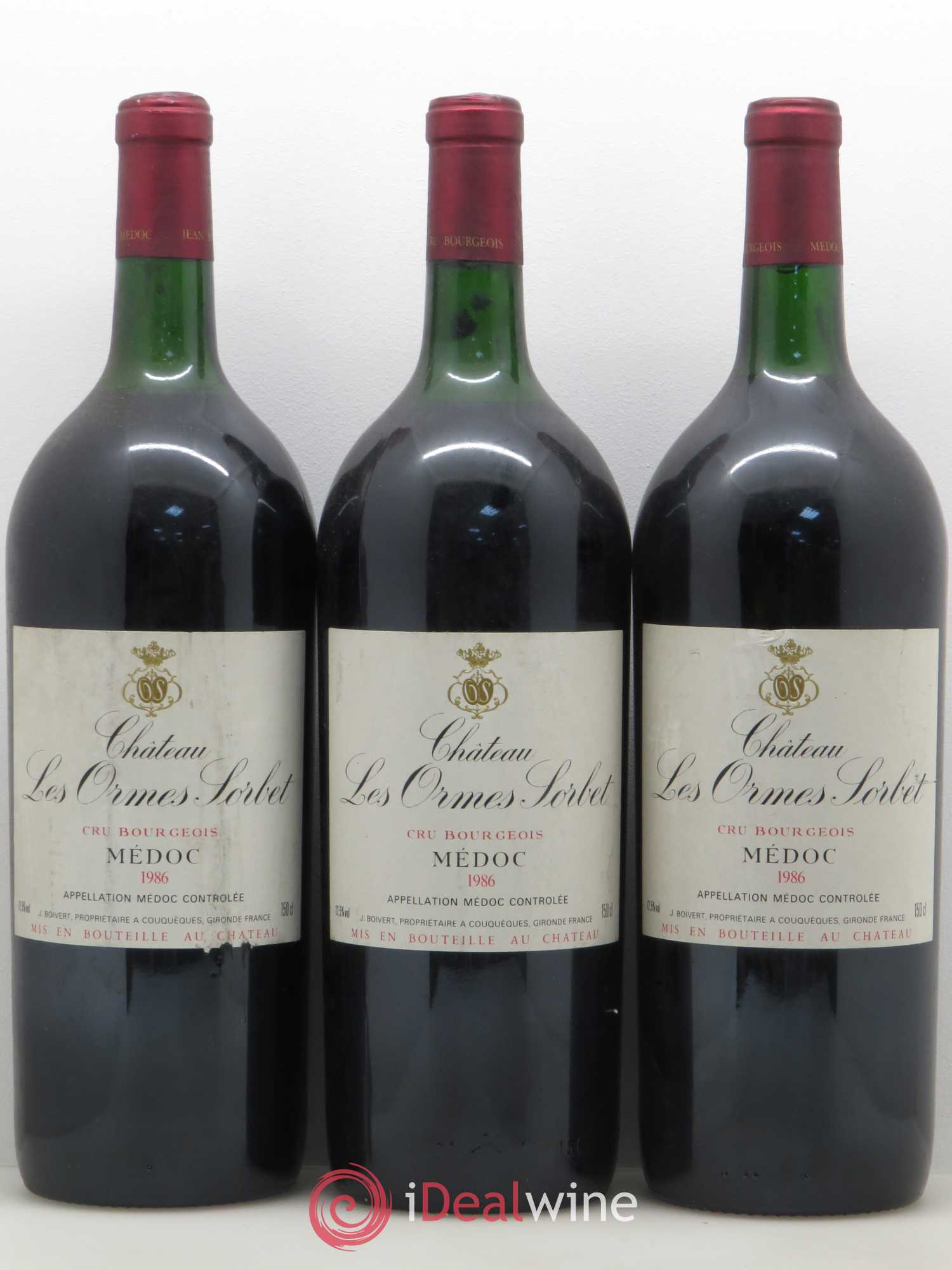 Château les Ormes Sorbet Cru Bourgeois 1986 - Lot de 3 magnums - 0