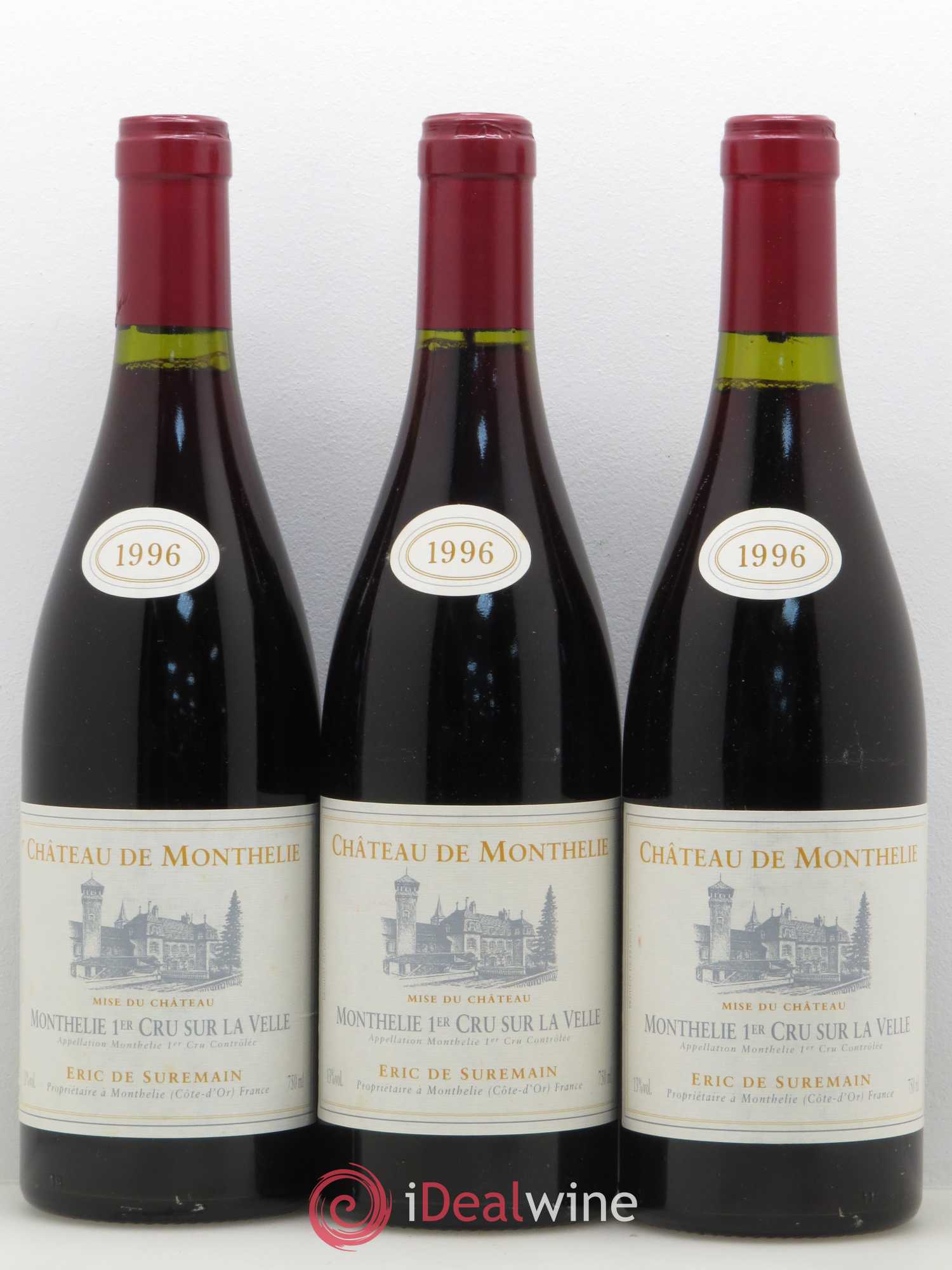 Monthélie 1er Cru Sur La Velle Eric de Suremain 1996 - Lot de 3 bouteilles - 0