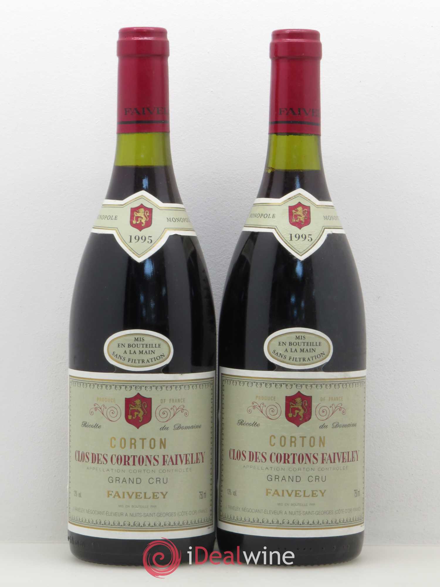 Corton Grand Cru Clos des Cortons Faiveley 1995 - Lot de 2 bouteilles - 0