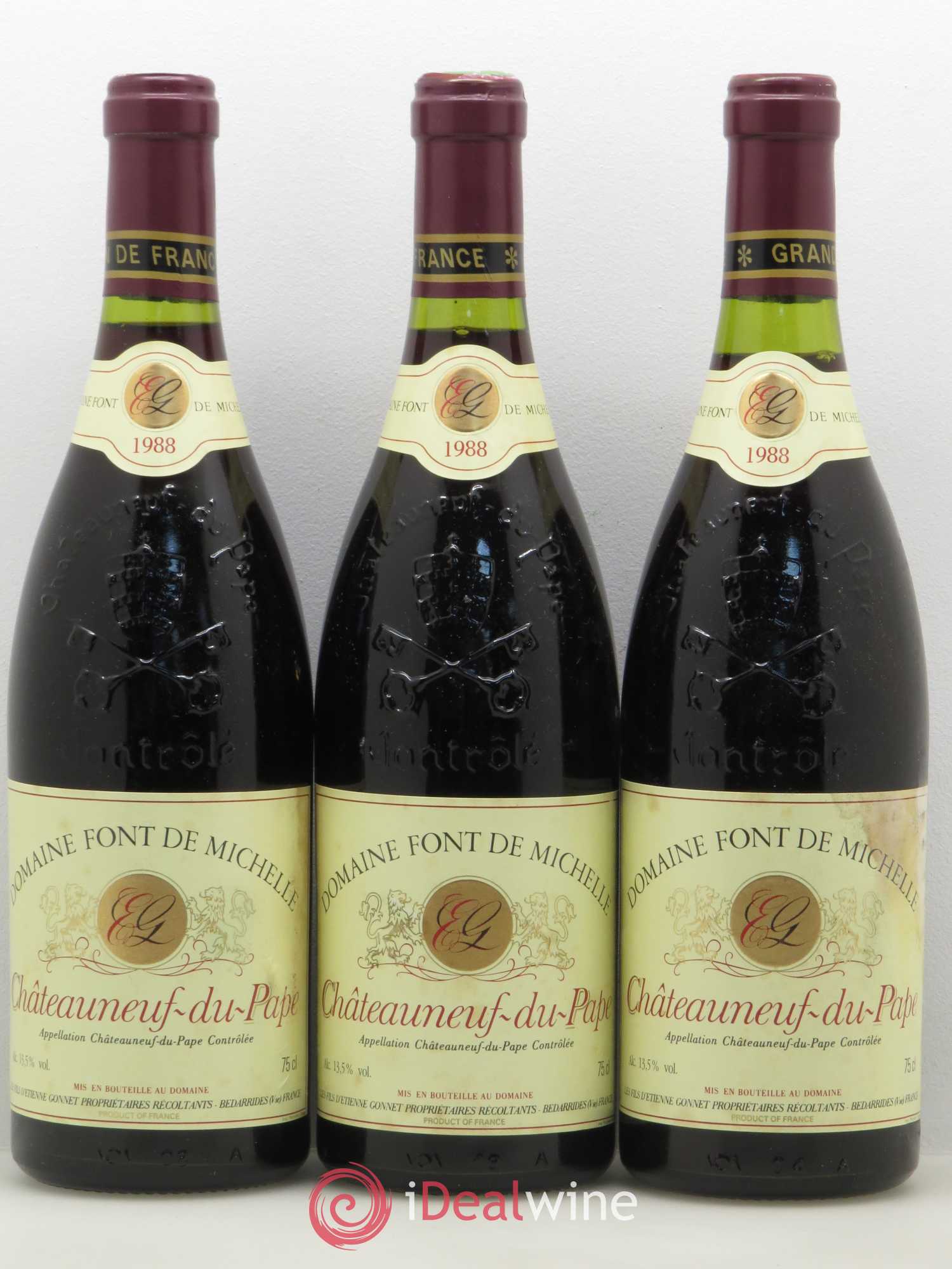 Châteauneuf-du-Pape Domaine Font de Michelle Famille Gonnet 1988 - Lot de 3 bouteilles - 0