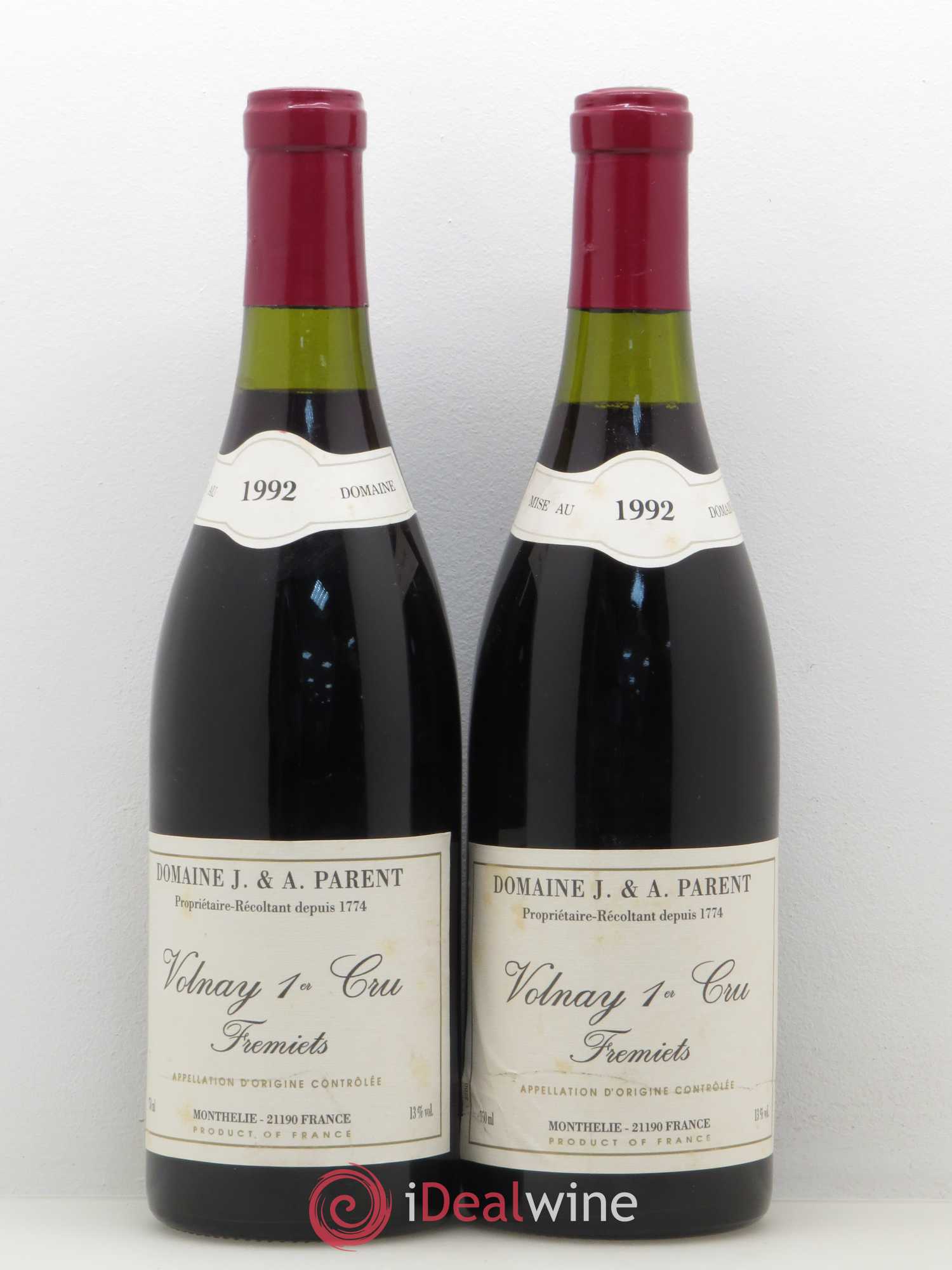 Volnay 1er Cru Les Fremiets Annick Parent (Domaine) 1992 - Lot de 2 bouteilles - 0