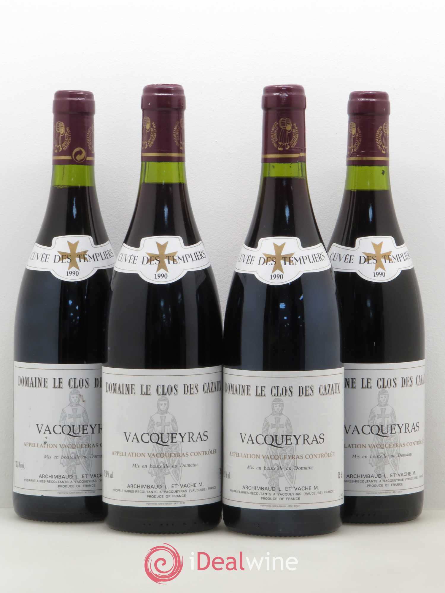 Vacqueyras Cuvée des Templiers Domaine Le Clos Des Cazaux 1990 - Posten von 4 Flaschen - 0