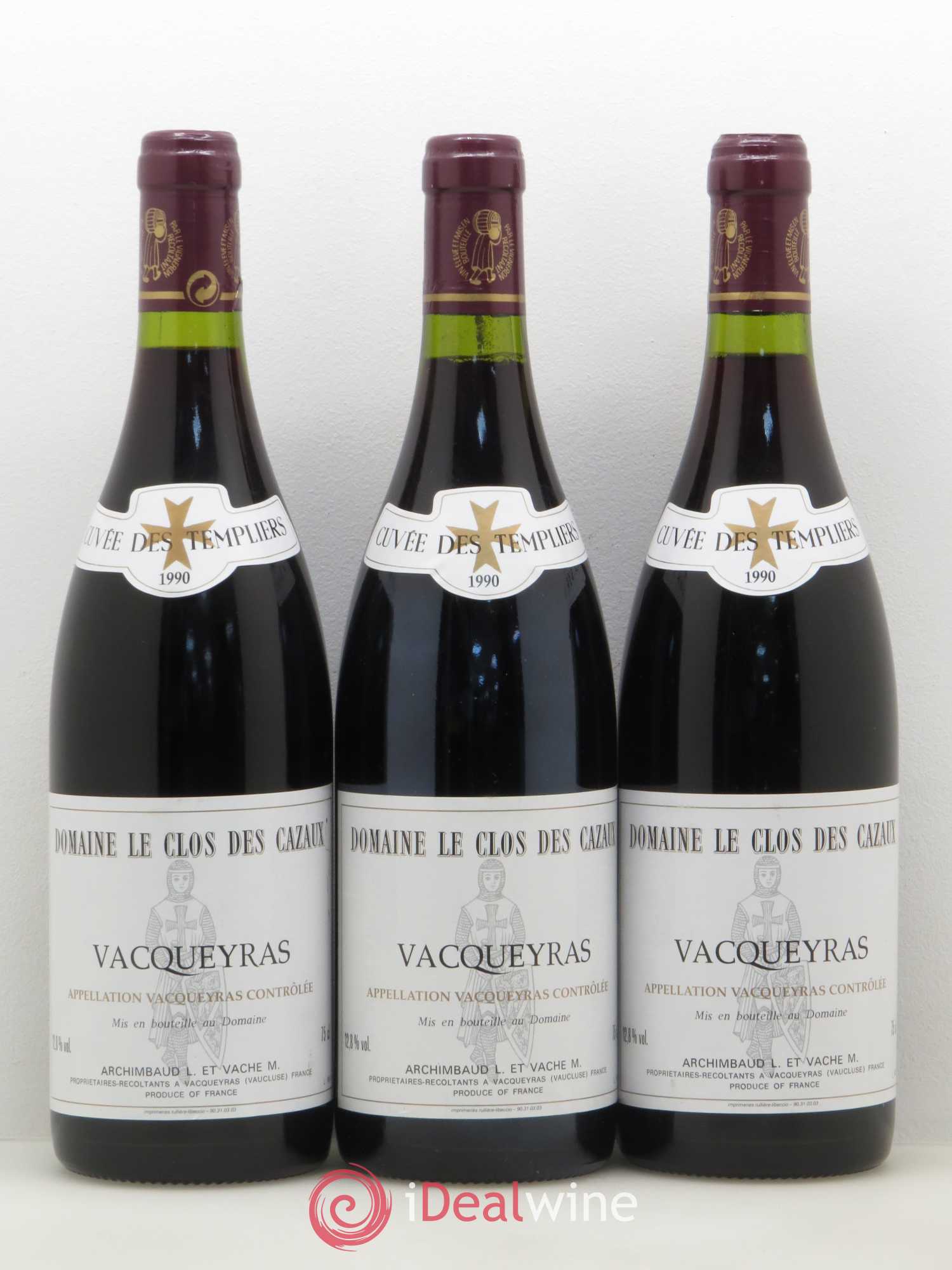 Vacqueyras Cuvée des Templiers Domaine Le Clos Des Cazaux 1990 - Posten von 3 Flaschen - 0