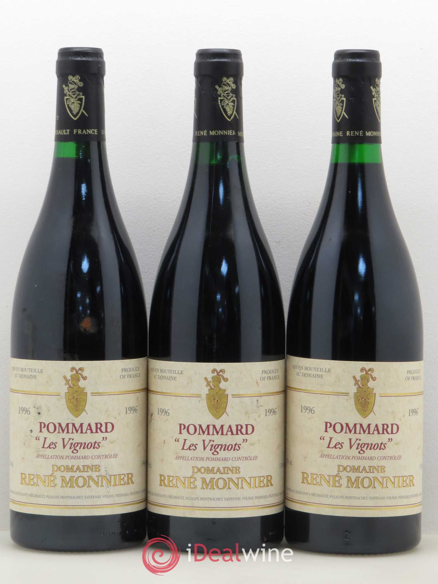 Pommard Les Vignots René Monnier 1996 - Lot de 3 bouteilles - 0