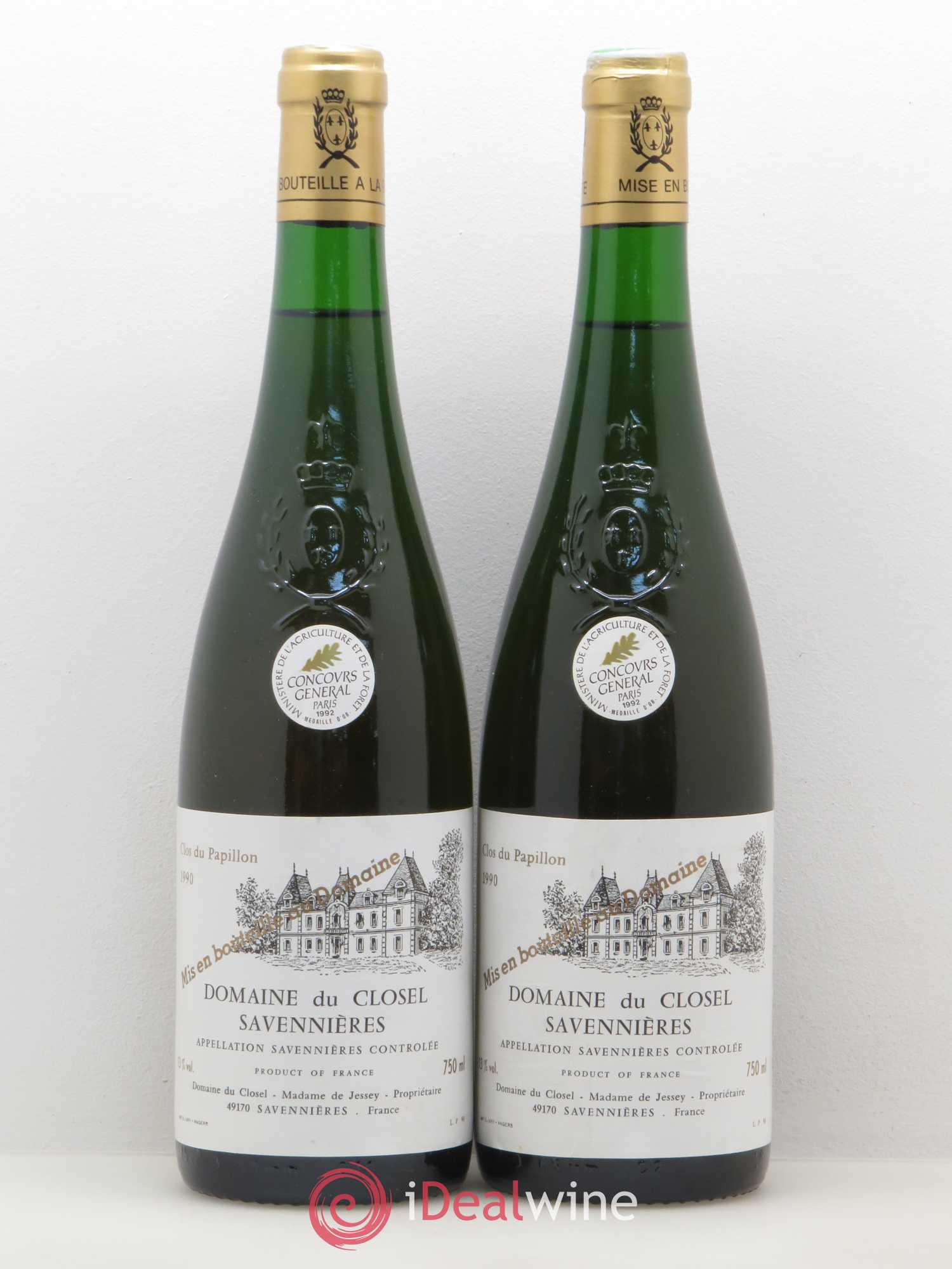 Savennières Clos du Papillon Domaine du Closel 1990 - Lot de 2 bouteilles - 0
