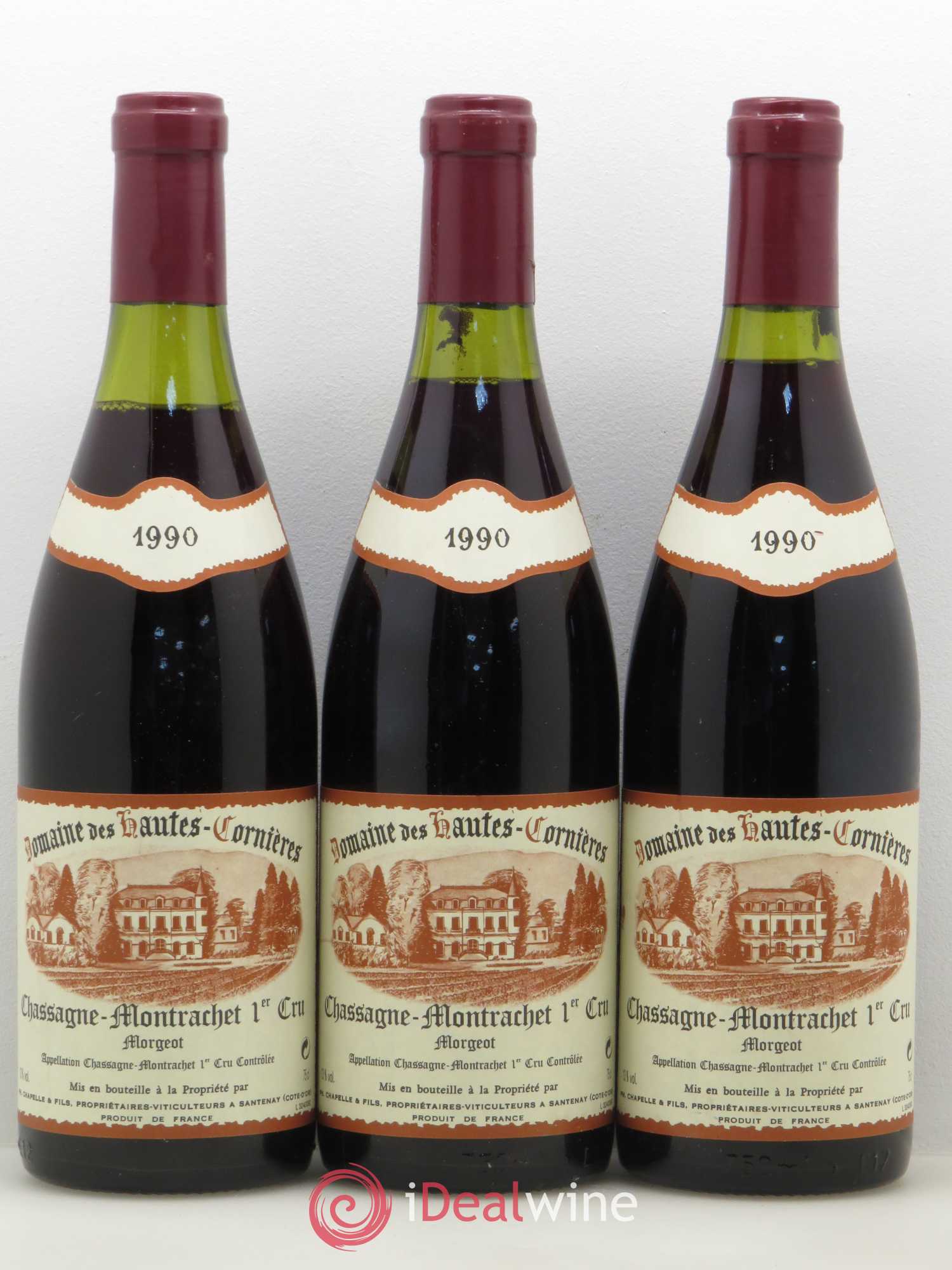 Chassagne-Montrachet 1er Cru Morgeot Domaine Des Hautes Cornières 1990 - Posten von 3 Flaschen - 0