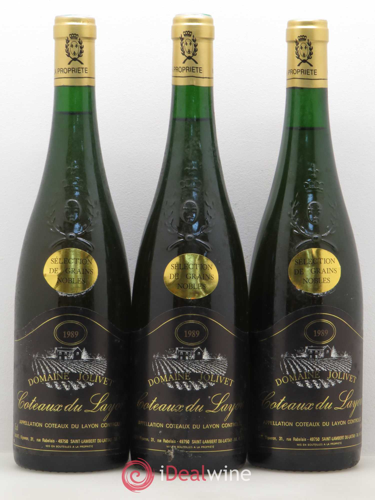 Coteaux du Layon Selection Grains Nobles Jolivet 1989 - Lotto di 3 bottiglie - 0