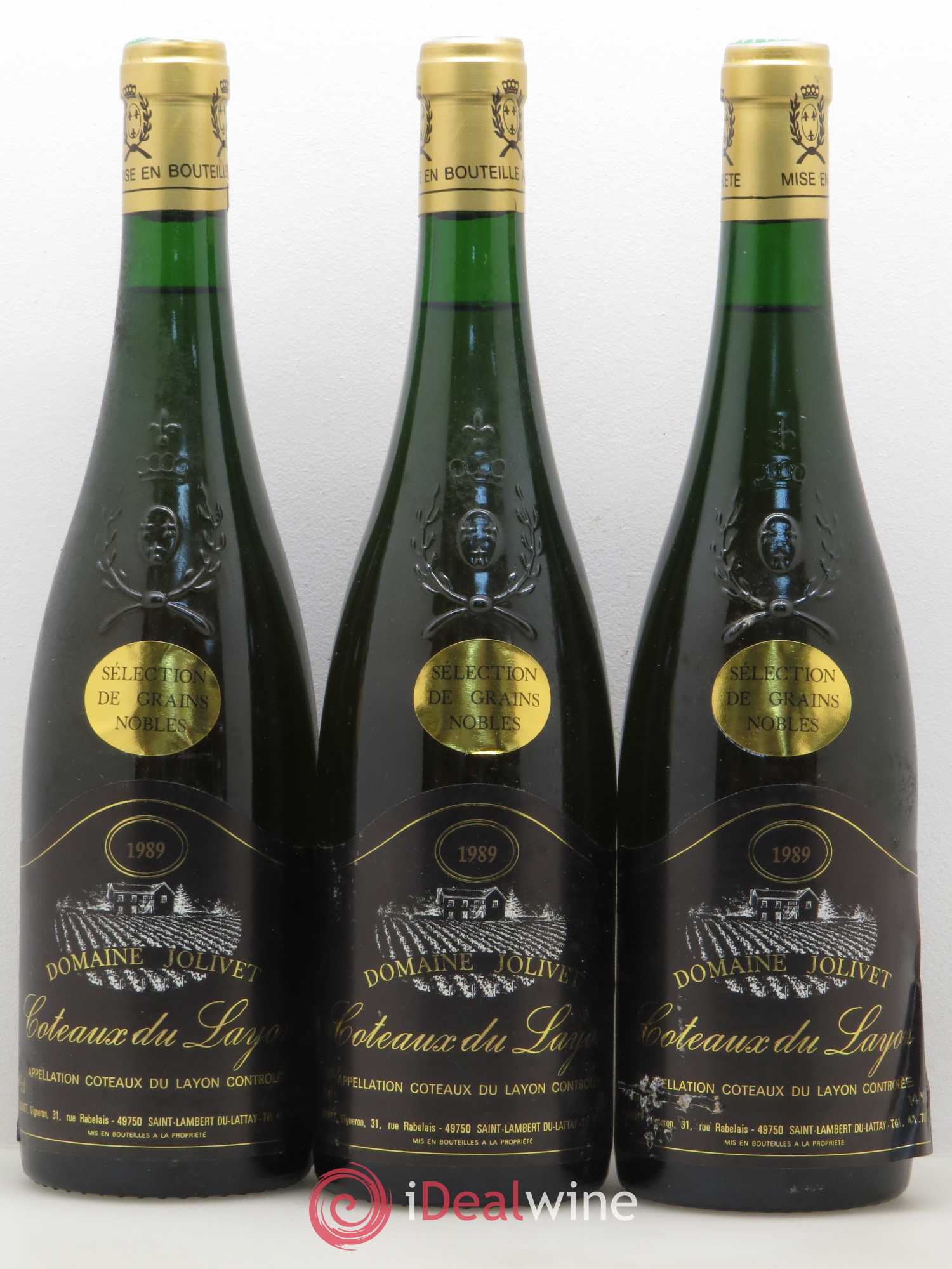 Coteaux du Layon Selection Grains Nobles Jolivet 1989 - Lotto di 3 bottiglie - 0