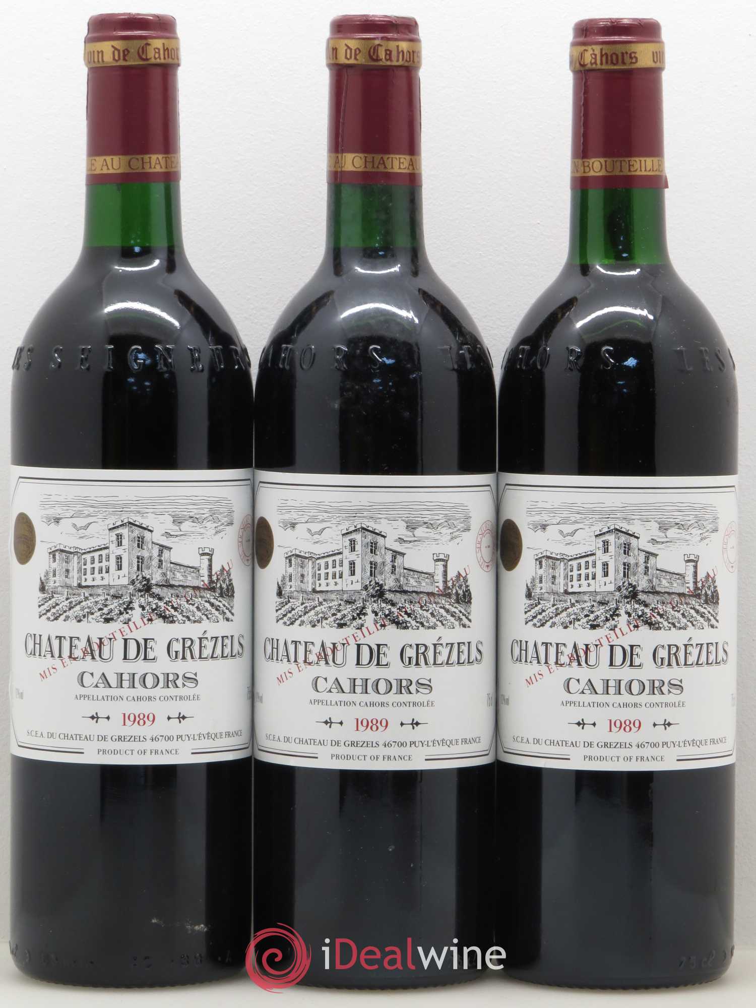 Cahors Château de Grézels (sans prix de réserve) 1989 - Posten von 3 Flaschen - 0
