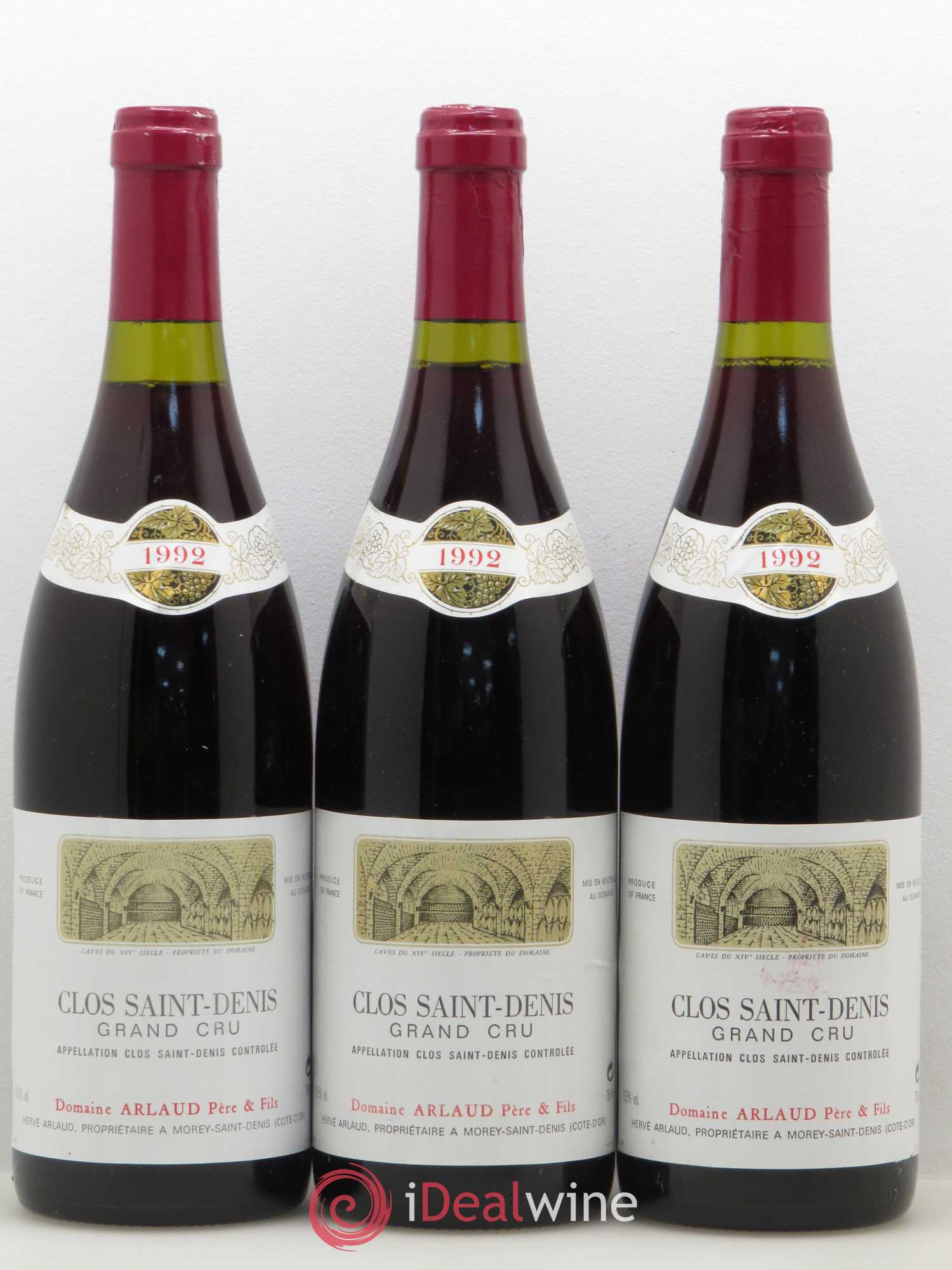 Clos Saint-Denis Grand Cru Arlaud 1992 - Lot de 3 bouteilles - 0