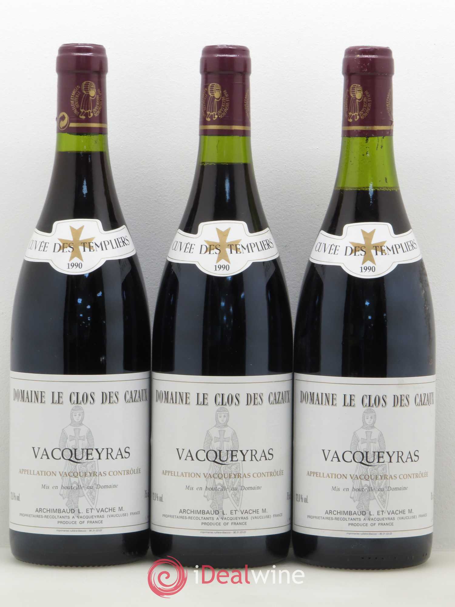 Vacqueyras Cuvée des Templiers Domaine Le Clos Des Cazaux 1990 - Posten von 3 Flaschen - 0