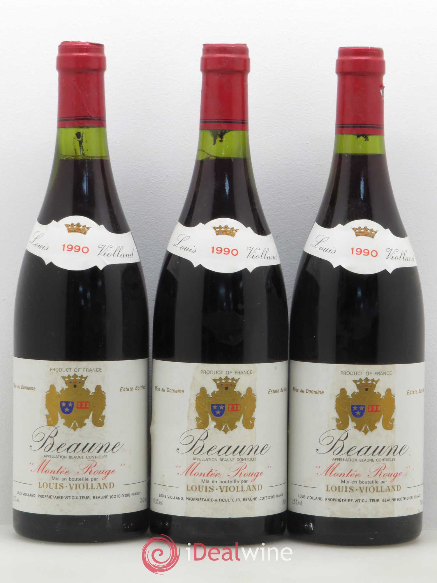 Beaune Montée Rouge Louis Violland 1990 - Lot of 3 bottles - 0