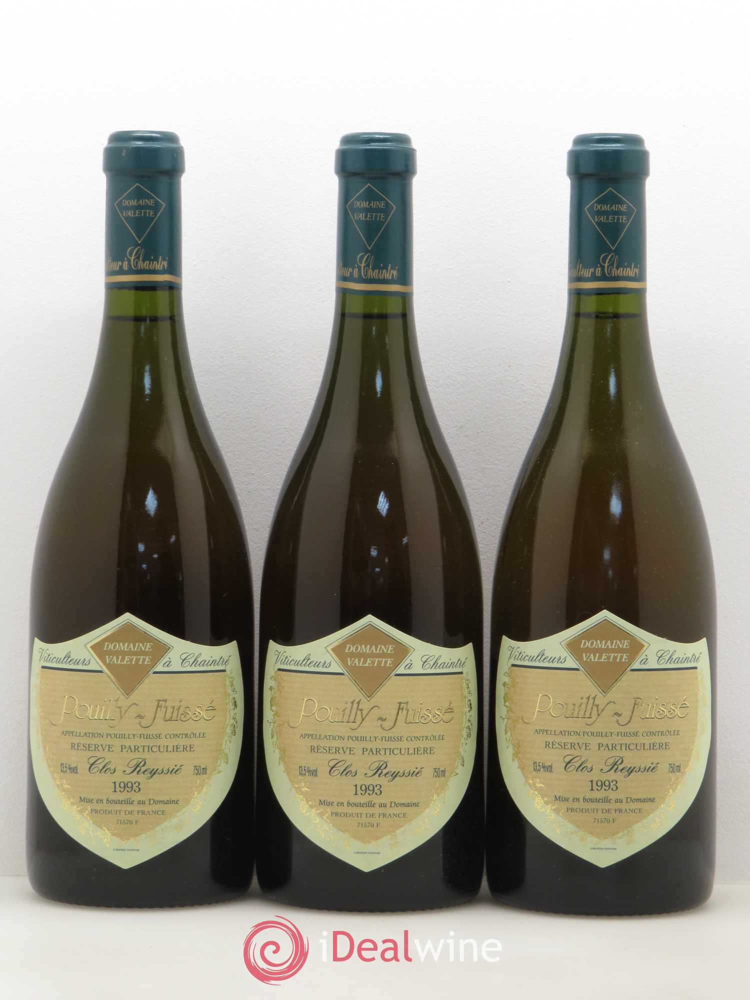 Pouilly-Fuissé Clos Reyssié Valette (Domaine) 1993 - Lot de 3 bouteilles - 0