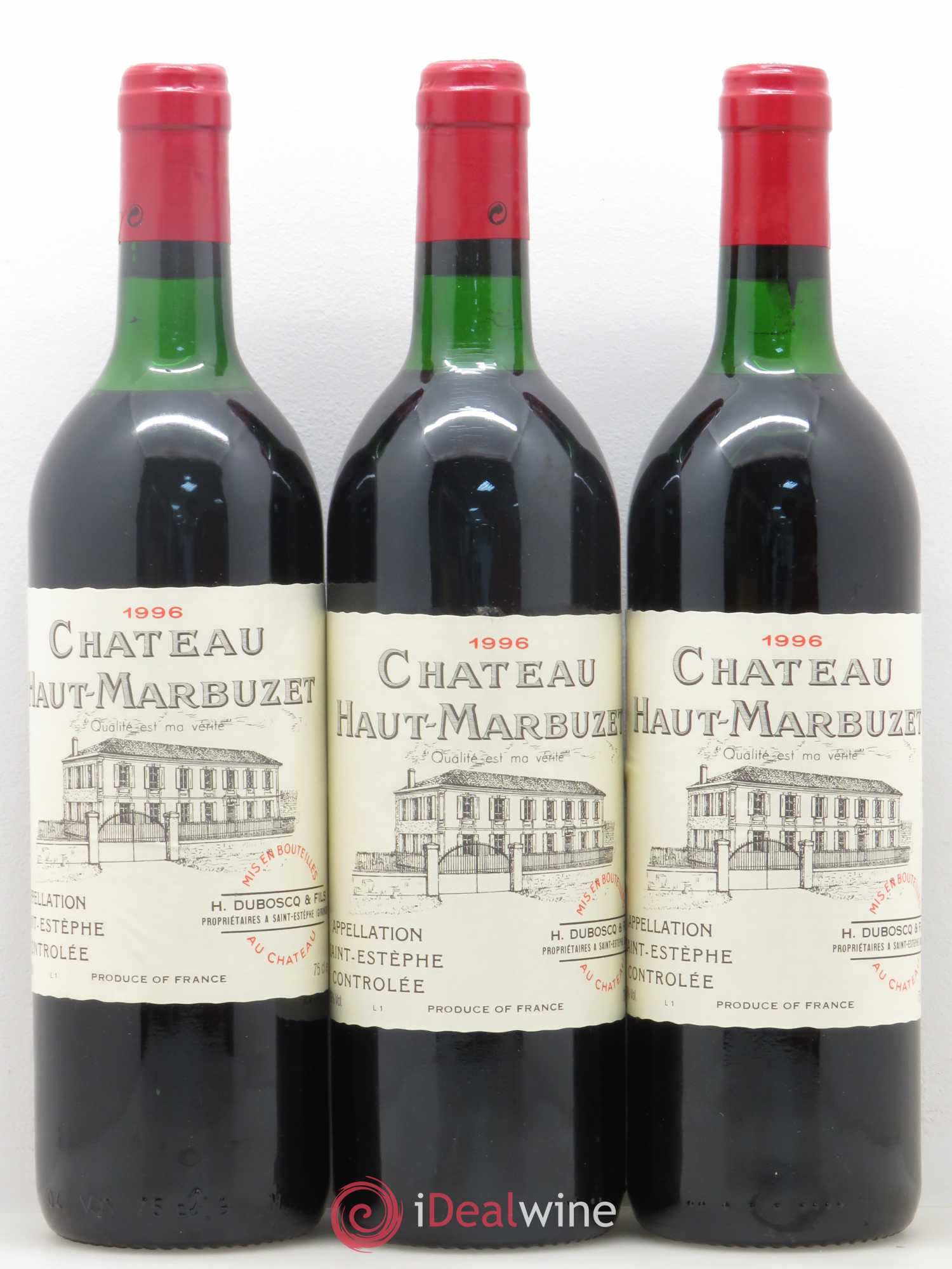 Château Haut Marbuzet 1996 - Lot de 3 bouteilles - 0