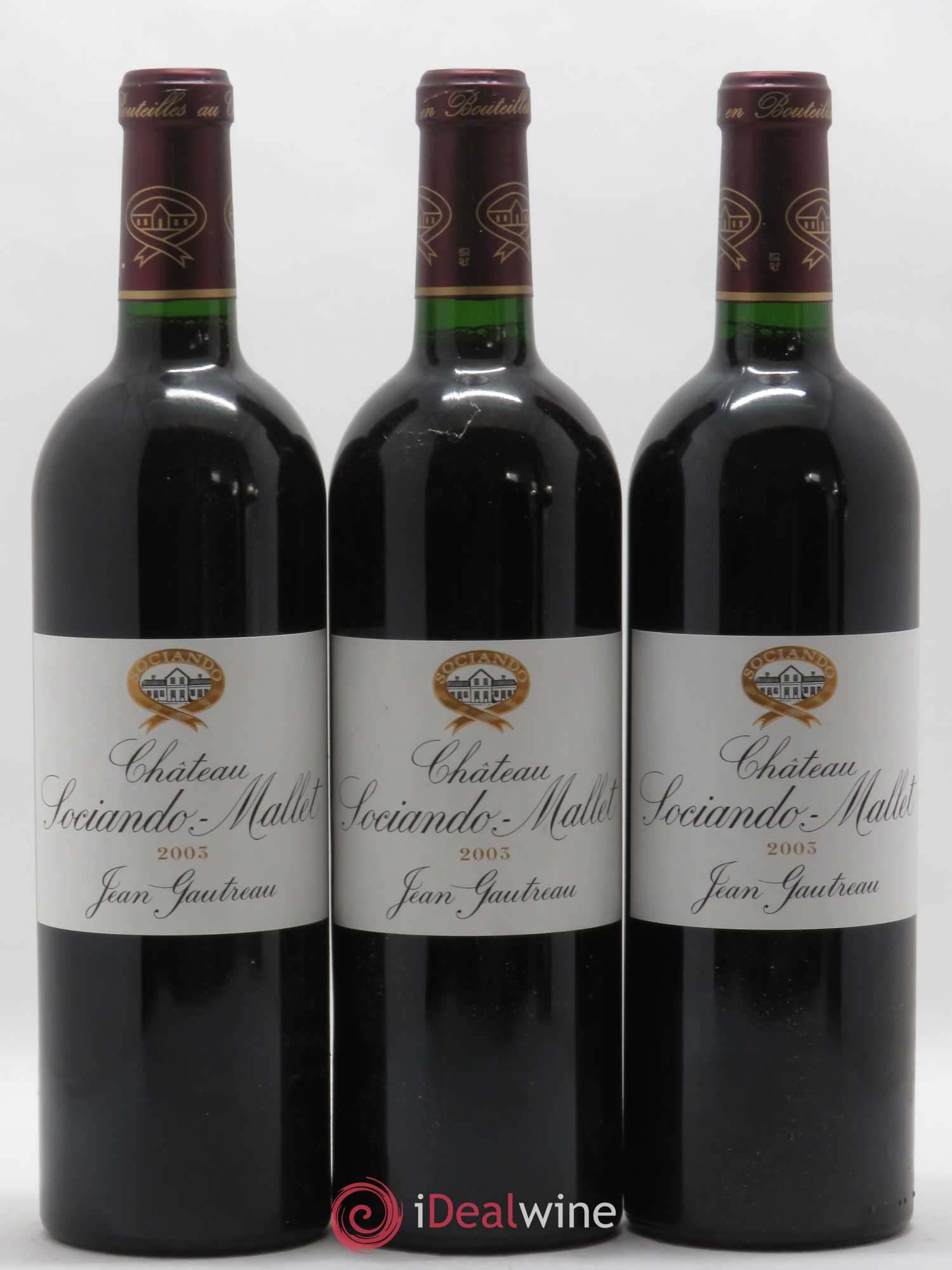 Château Sociando Mallet 2003 - Lot de 3 bouteilles - 0