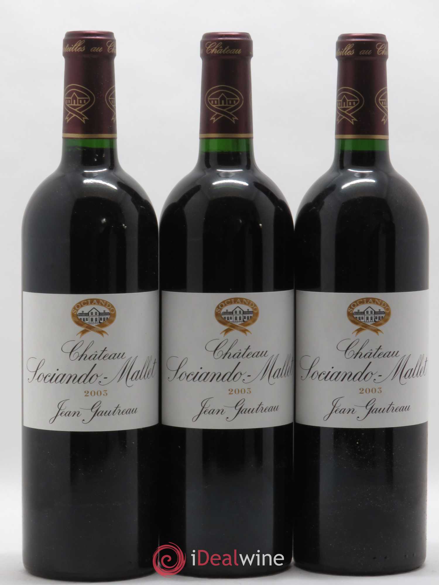 Château Sociando Mallet 2003 - Lot de 3 bouteilles - 0