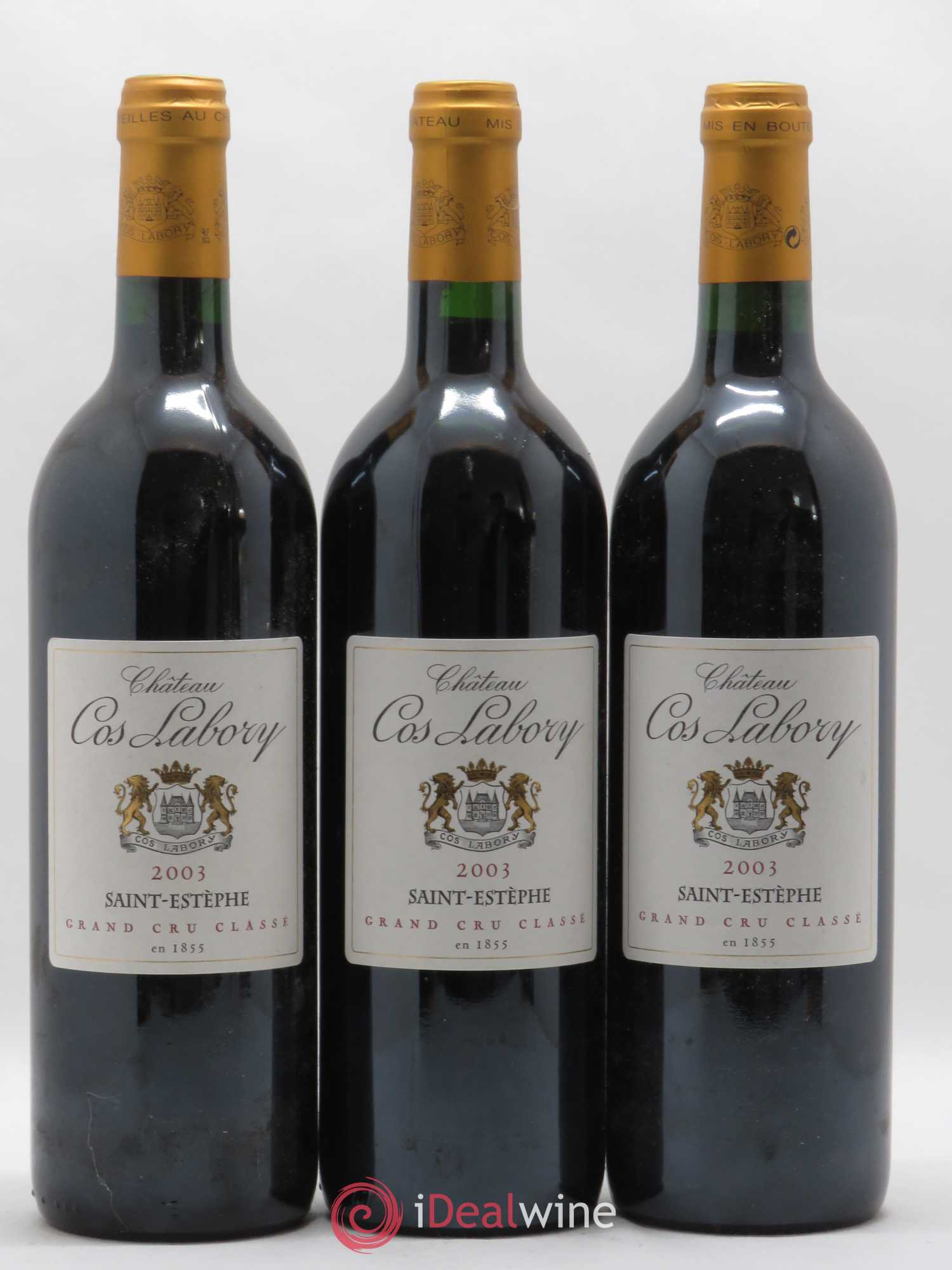 Château Cos Labory 5ème Grand Cru Classé 2003 - Lot de 3 bouteilles - 0