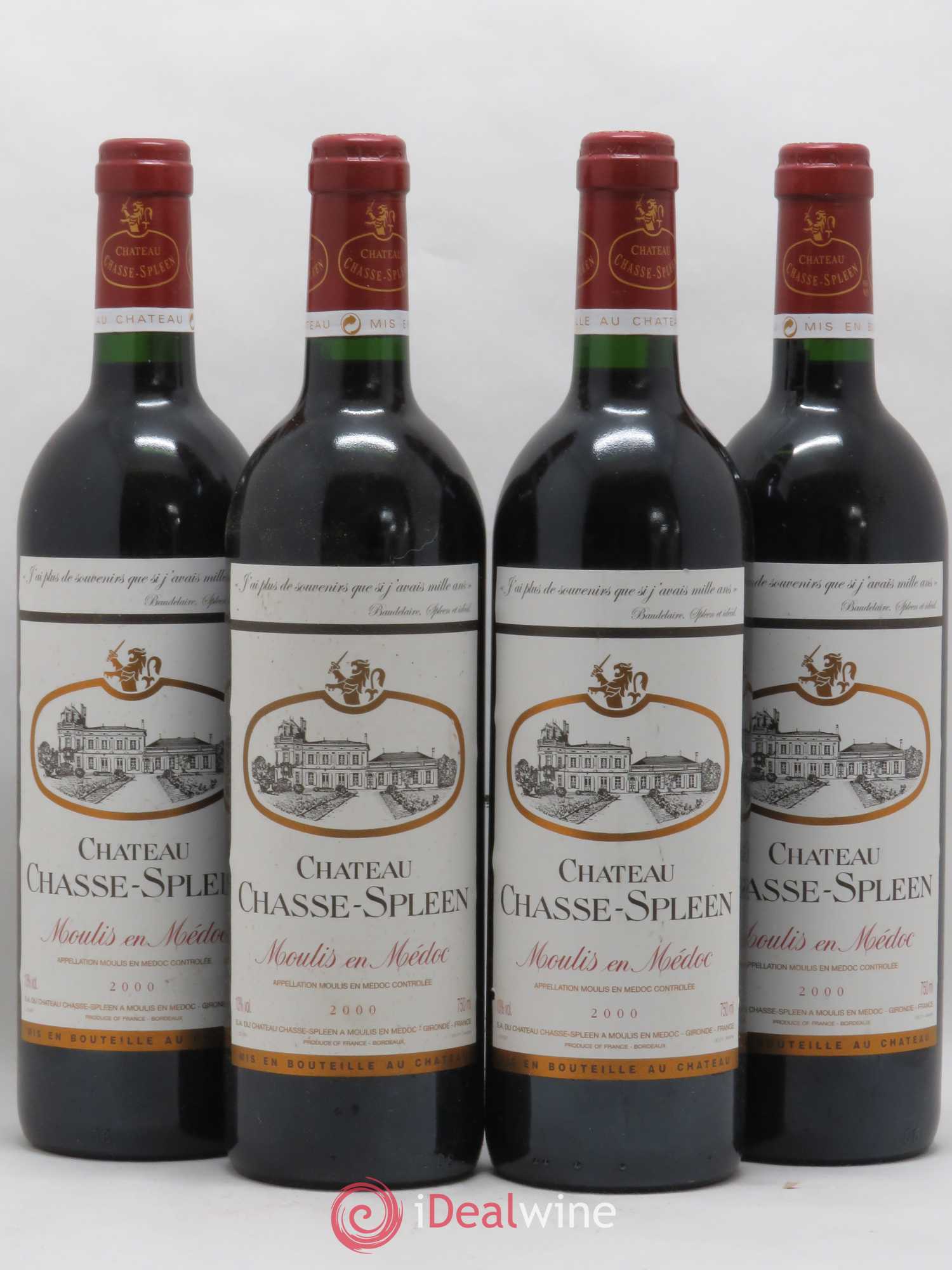 Château Chasse Spleen 2000 - Lot de 4 bouteilles - 0