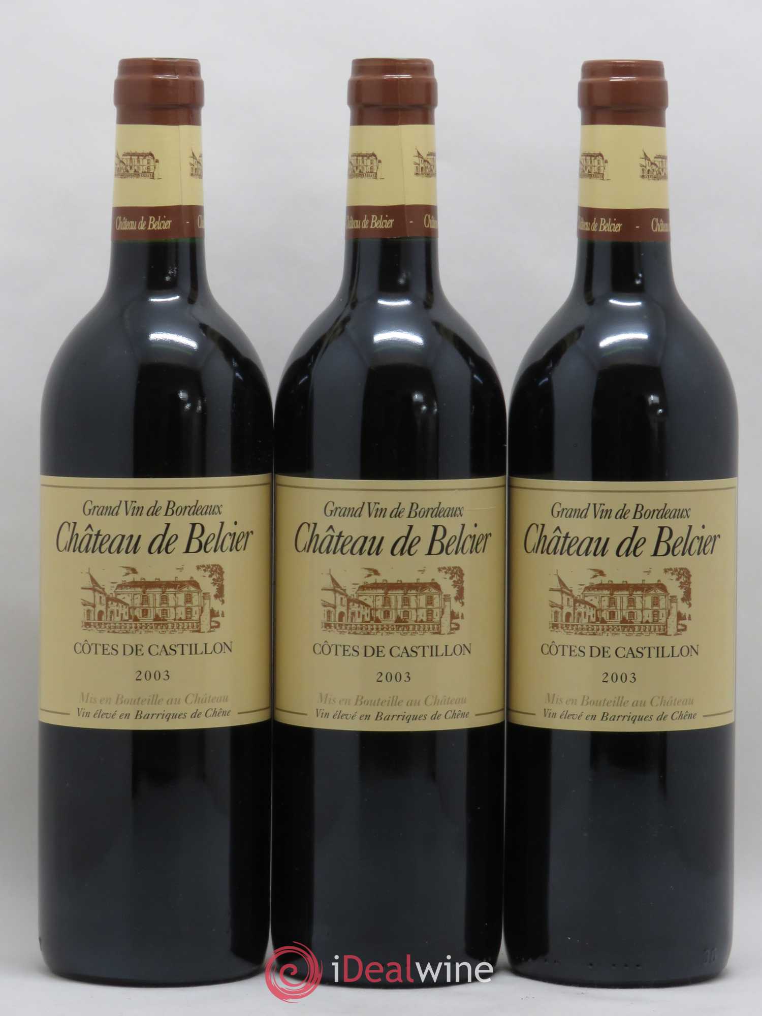 Castillon-Côtes-de-Bordeaux (Côtes-de-Castillon) Château de Belcier 2003 - Lot de 3 bouteilles - 0