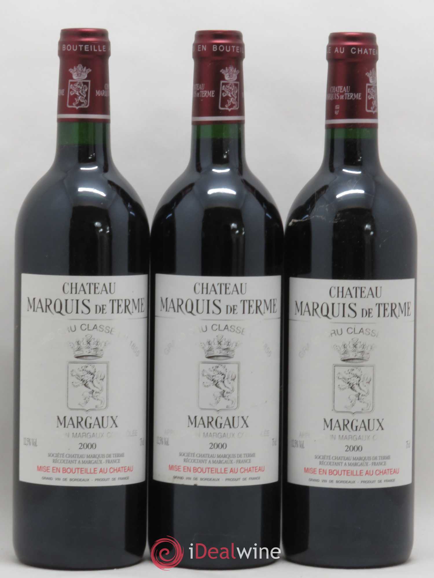 Château Marquis de Terme 4ème Grand Cru Classé 2000 - Lot de 12 bouteilles - 1