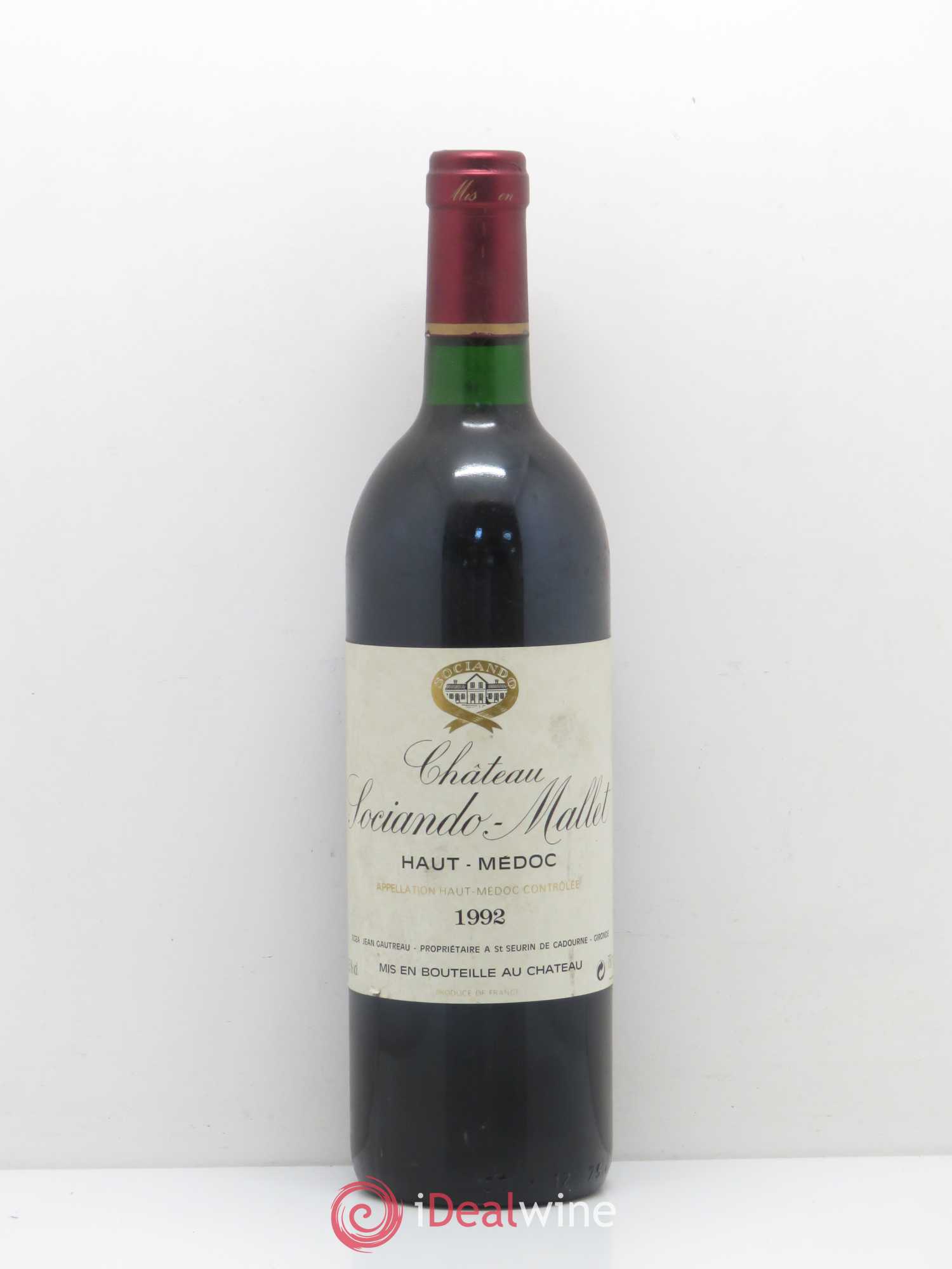 Château Sociando Mallet 1992 - Lot de 1 bouteille - 0