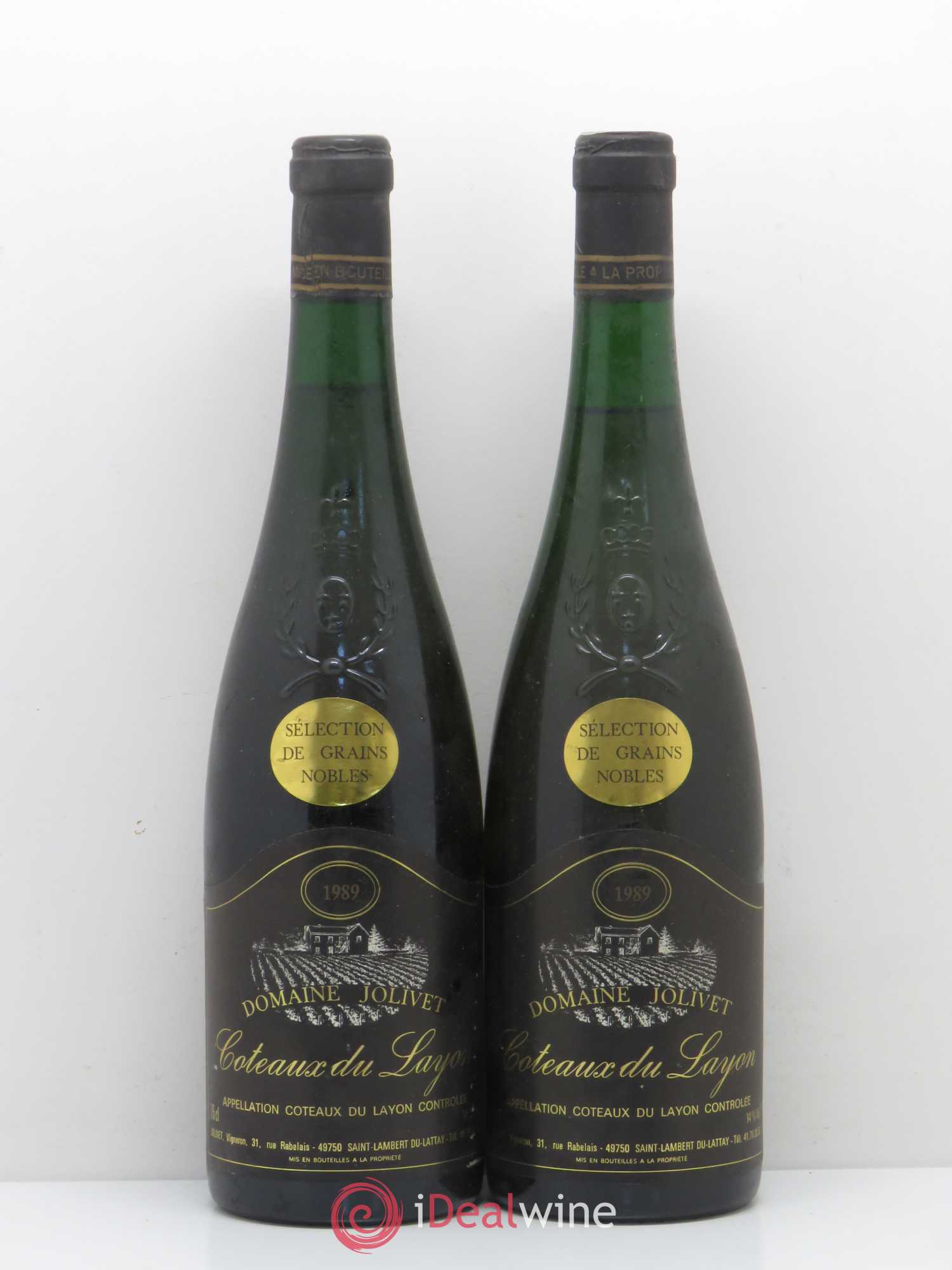 Coteaux du Layon Selection de Grains Nobles Domaine Jolivet 1989 - Lotto di 2 bottiglie - 0