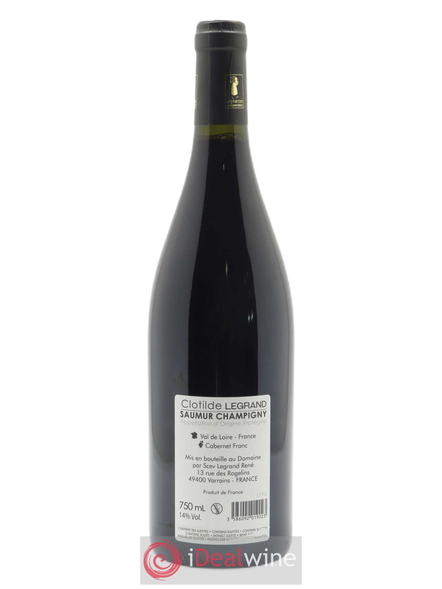 Saumur-Champigny Les Lizières Clotilde Legrand (anciennement René-Noël Legrand) 2019 - Lot of 1 bottle - 1