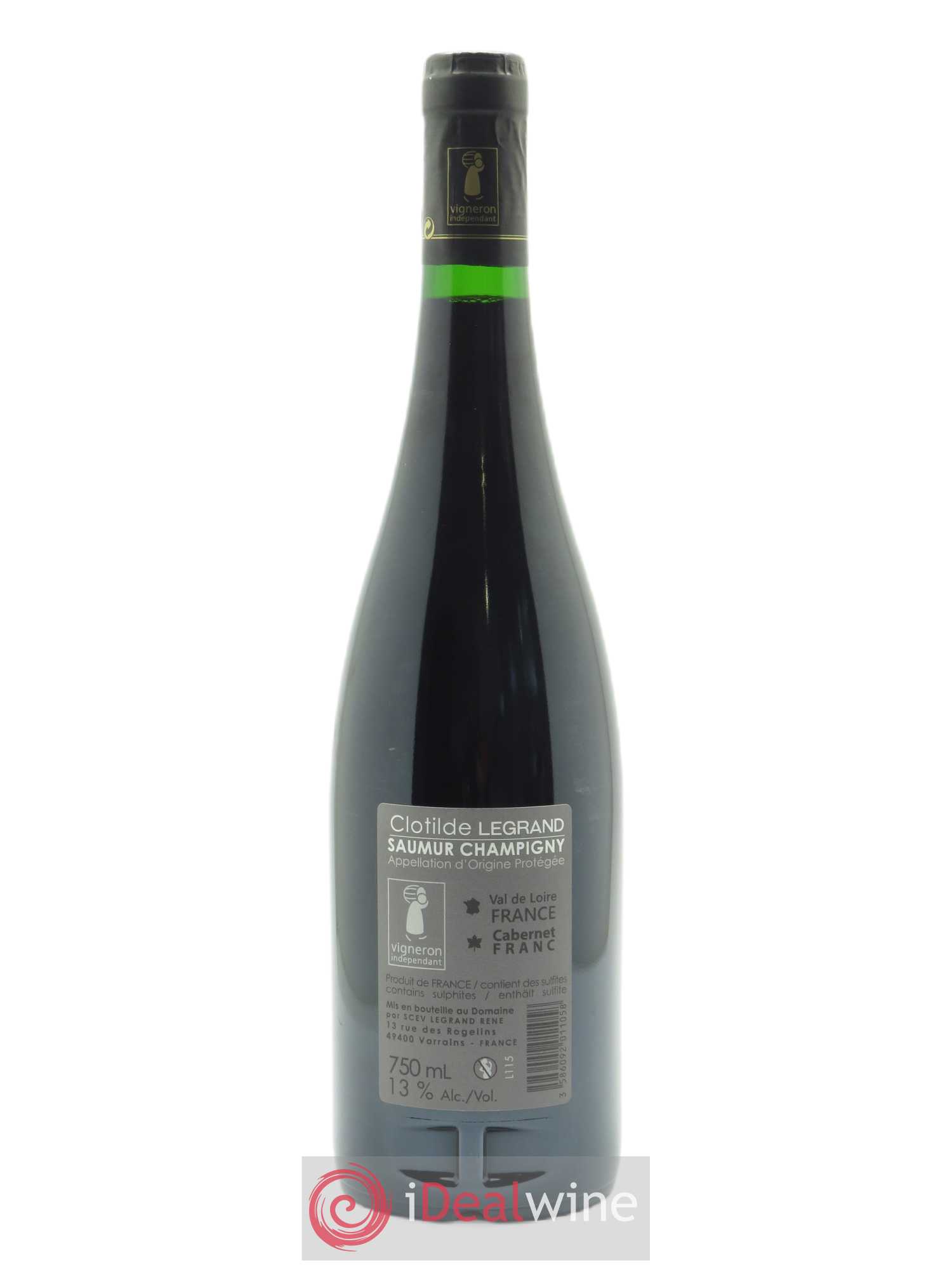 Saumur-Champigny La Chaintrée Clotilde Legrand (anciennement René-Noël Legrand) 2011 - Lot de 1 bouteille - 1