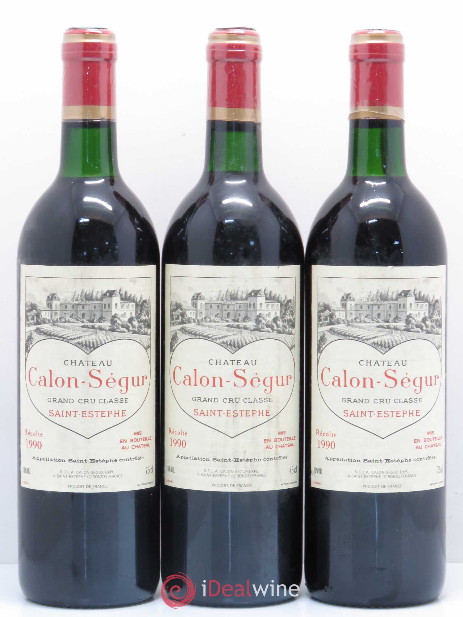 Château Calon Ségur 3ème Grand Cru Classé 1990 - Lot de 3 bouteilles - 0