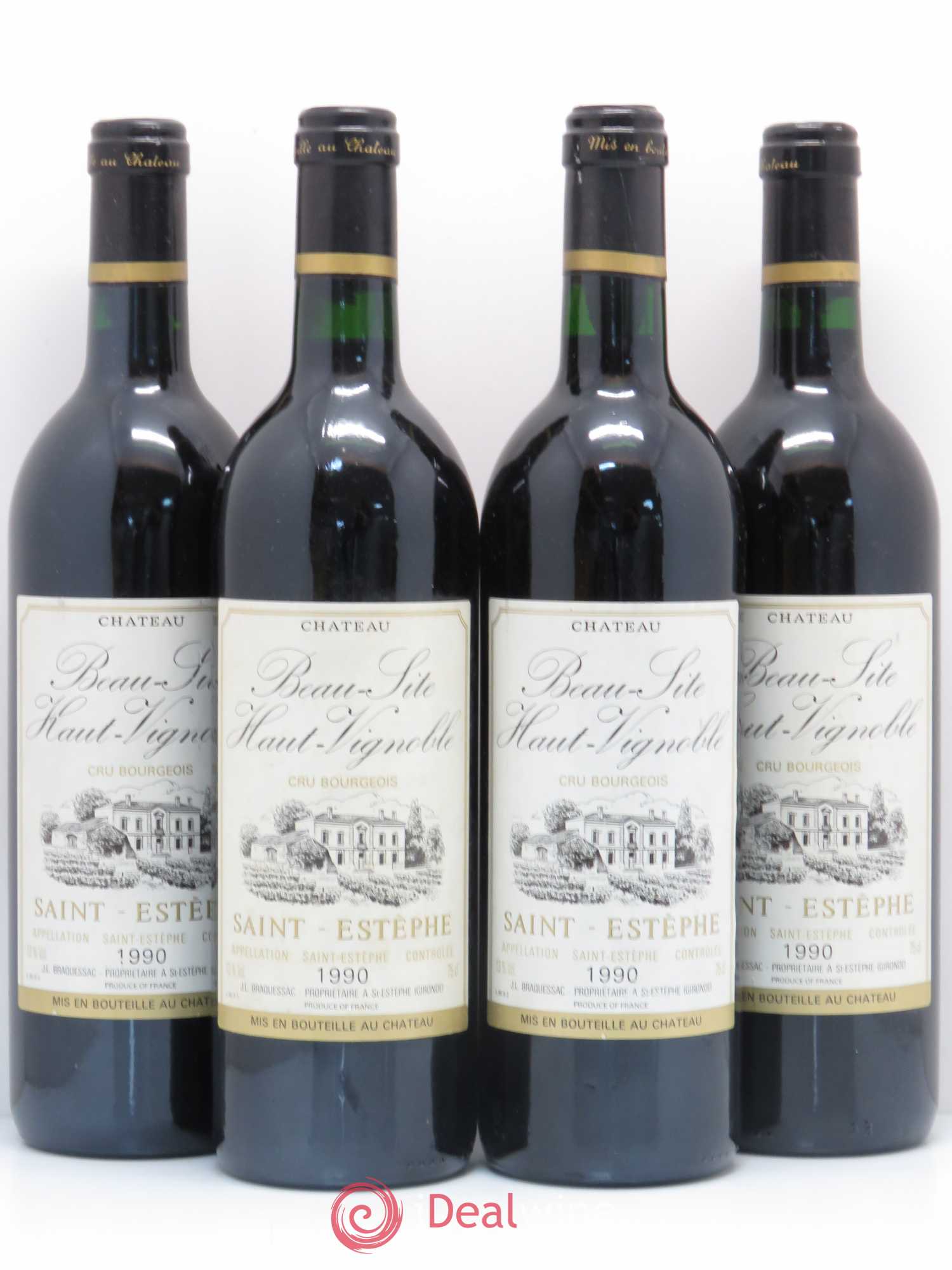 Château Beau Site Haut Vignoble Cru Bourgeois 1990 - Lot de 4 bouteilles - 0