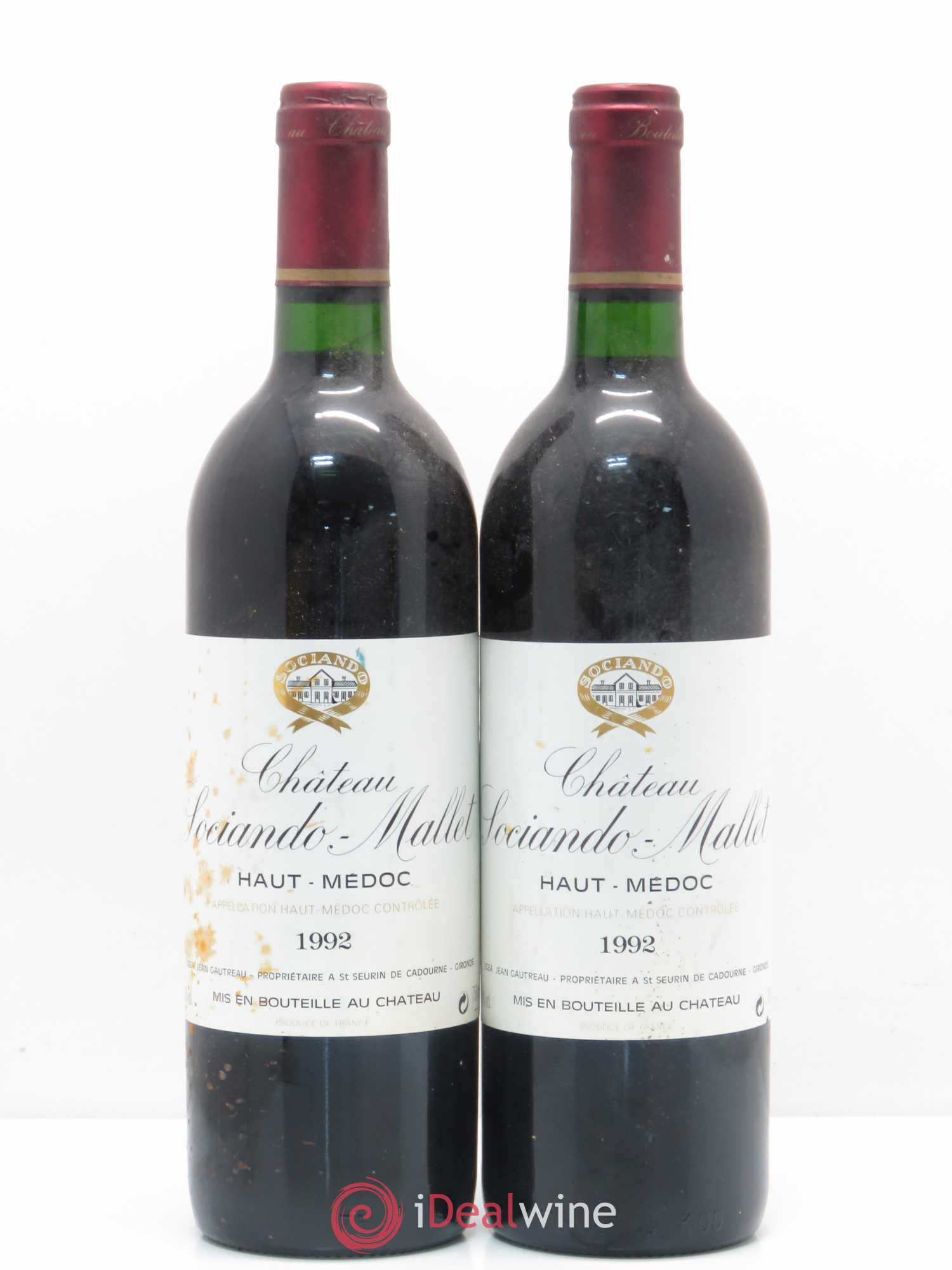 Château Sociando Mallet 1992 - Lot de 2 bouteilles - 0