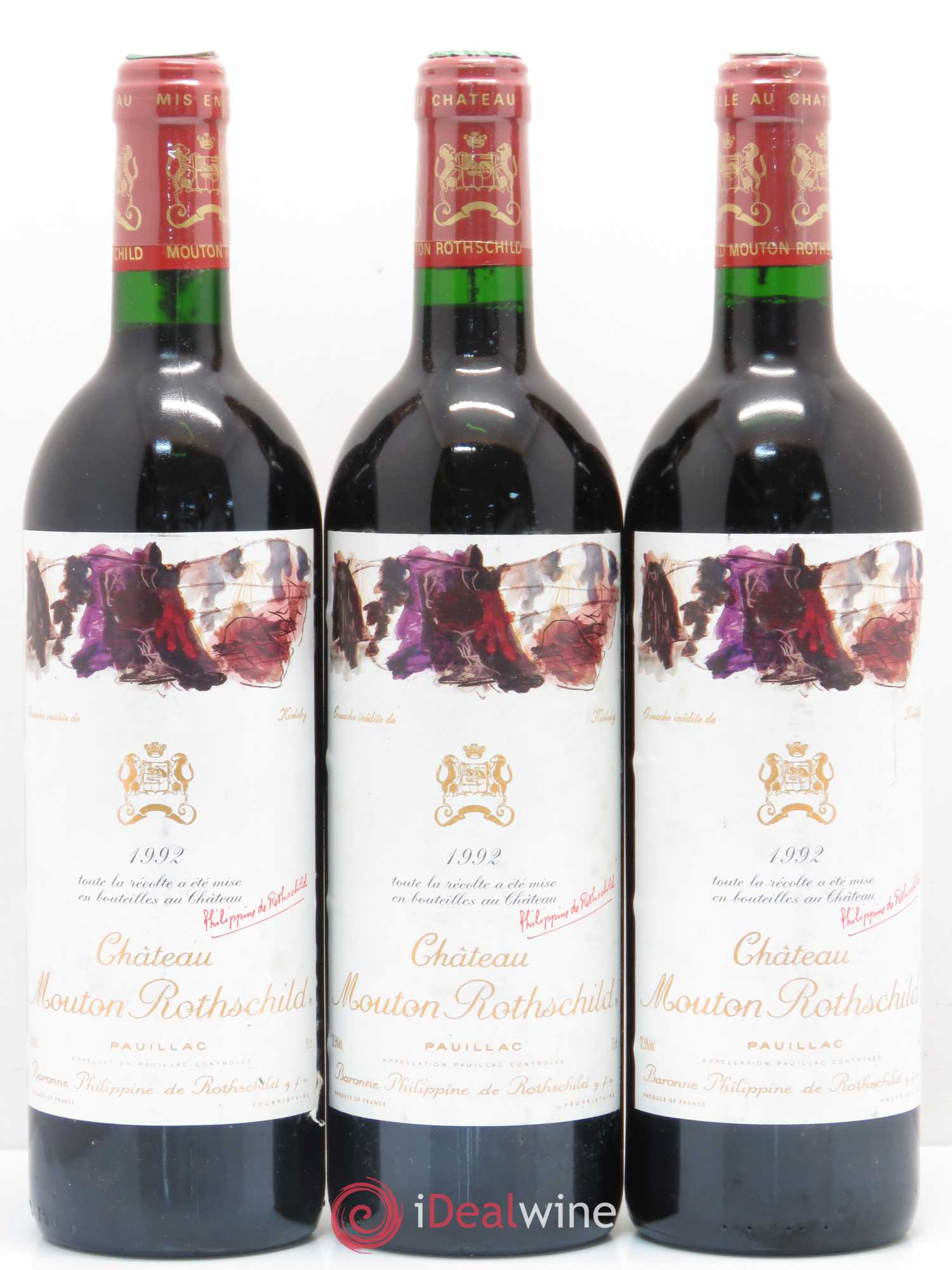 Château Mouton Rothschild 1er Grand Cru Classé 1992 - Lot de 3 bouteilles - 0