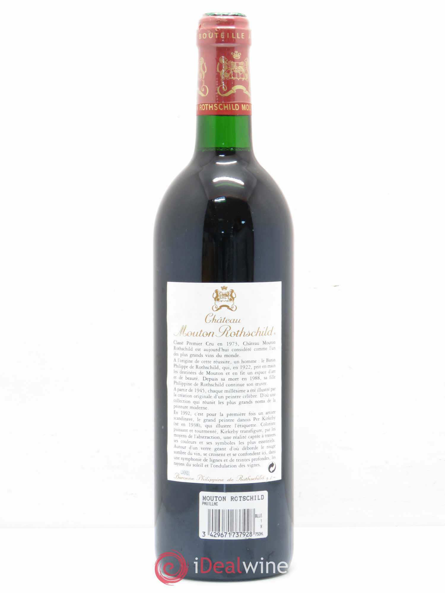 Château Mouton Rothschild 1er Grand Cru Classé 1992 - Lot de 1 bouteille - 1