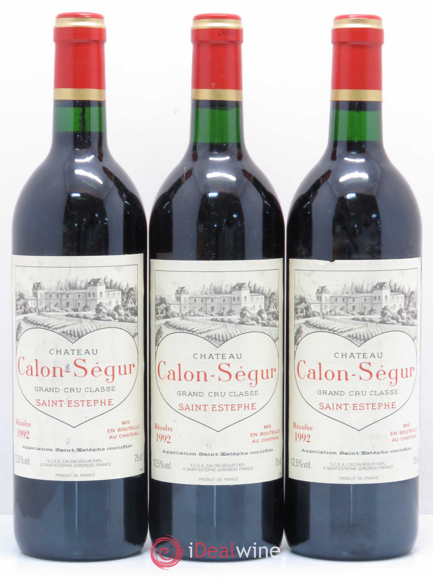 Château Calon Ségur 3ème Grand Cru Classé 1992 - Lot de 3 bouteilles - 0