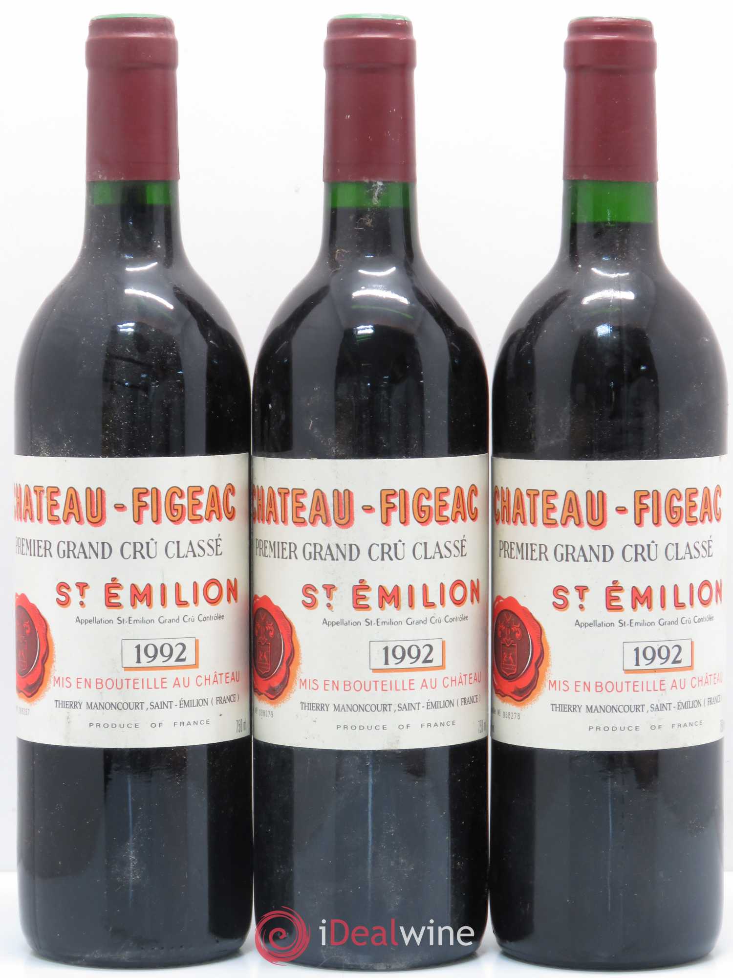 Château Figeac 1er Grand Cru Classé A 1992 - Lot de 3 bouteilles - 0