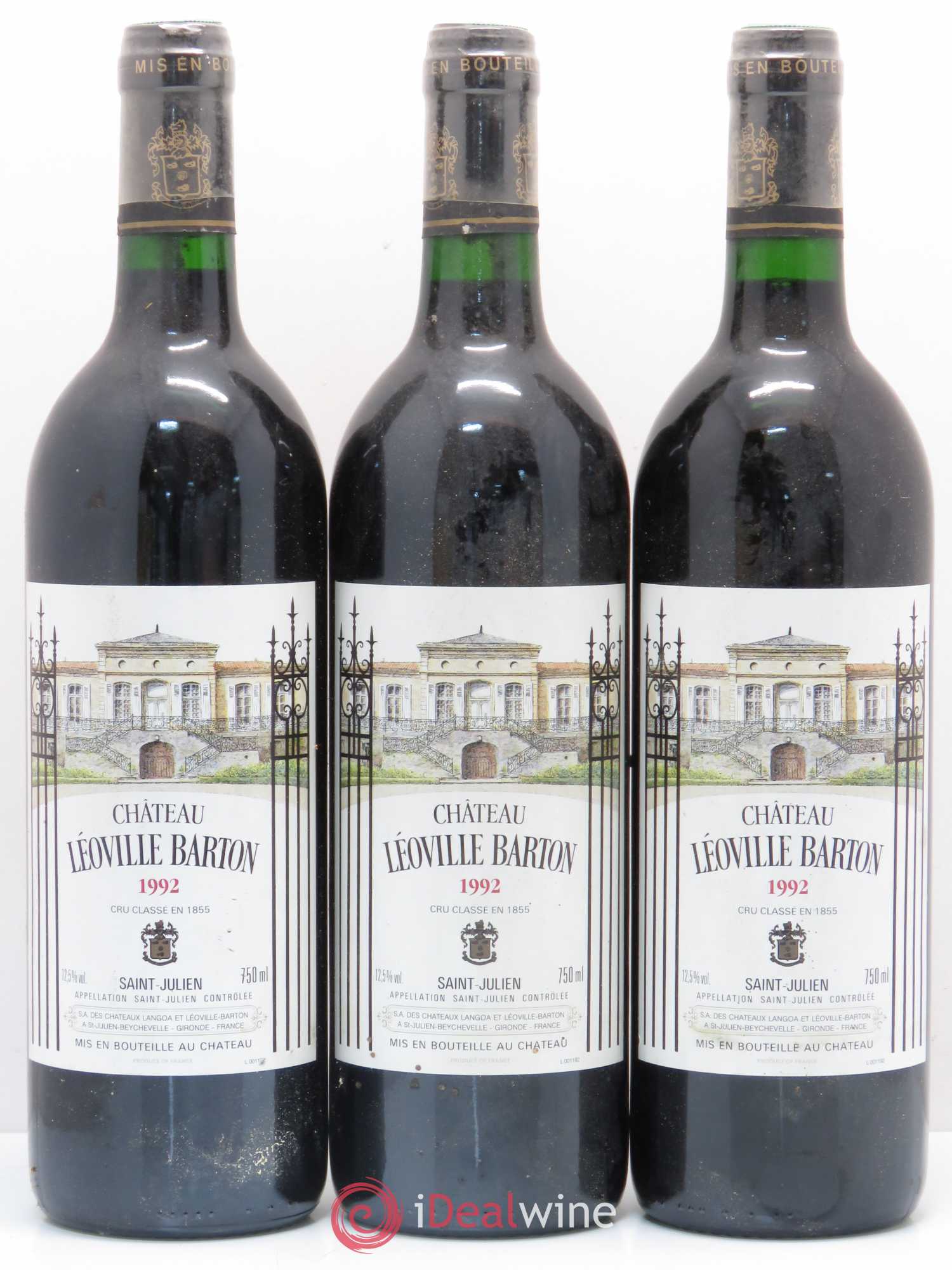Château Léoville Barton 2ème Grand Cru Classé 1992 - Lot de 3 bouteilles - 0