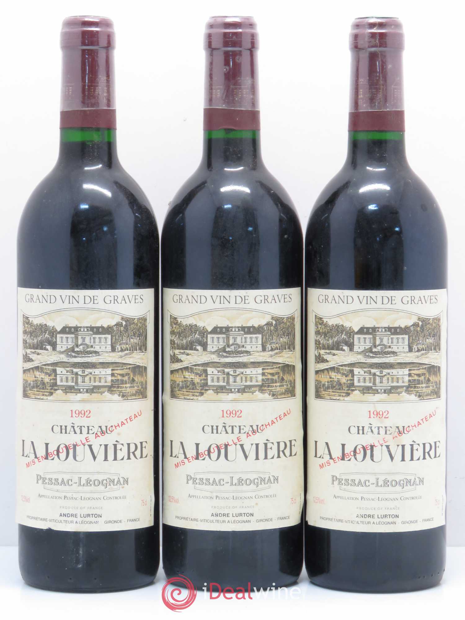 Château la Louvière 1992 - Lot de 3 bouteilles - 0