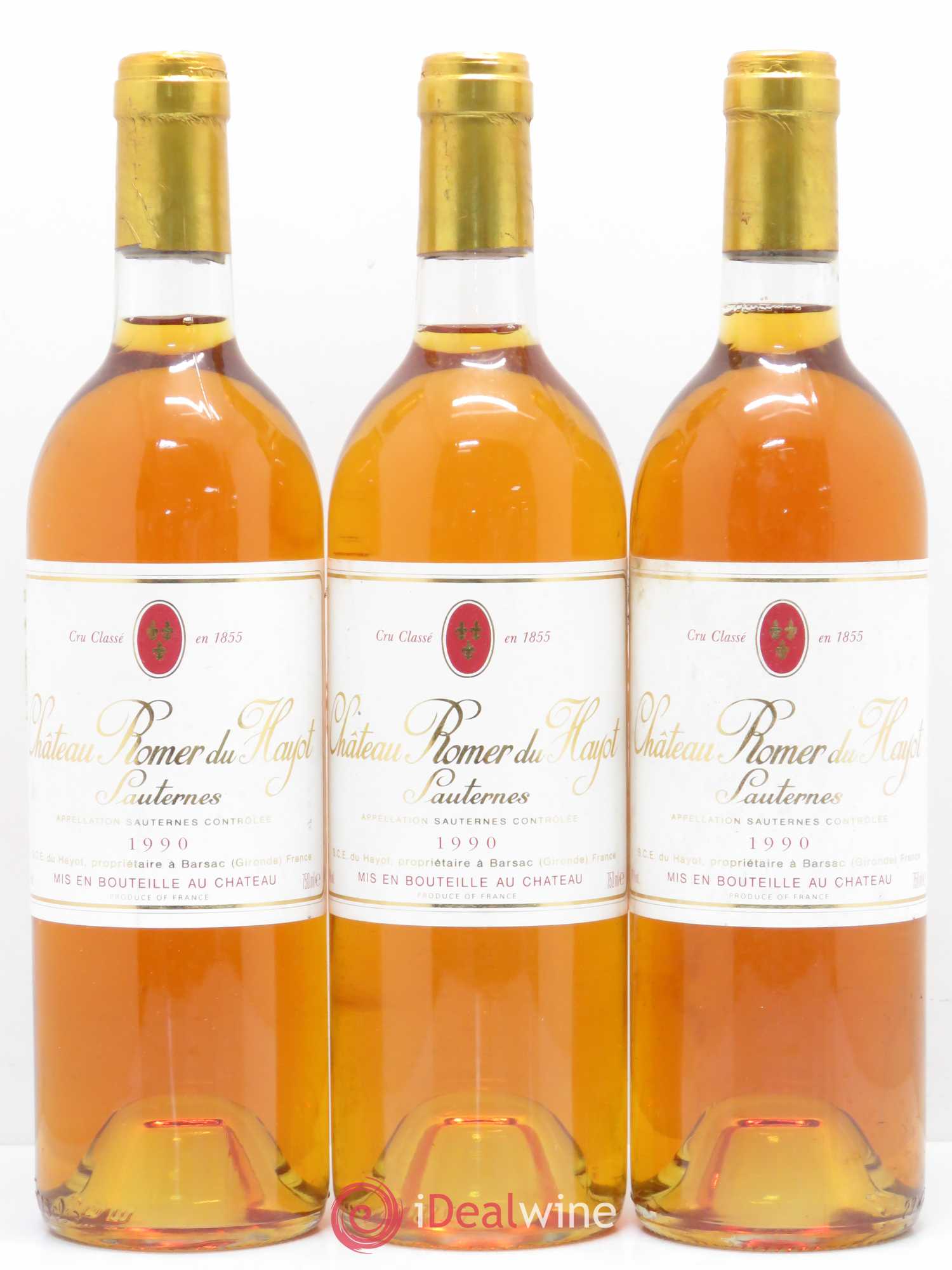 Château Romer du Hayot 2ème Grand Cru Classé 1990 - Lot de 3 bouteilles - 0