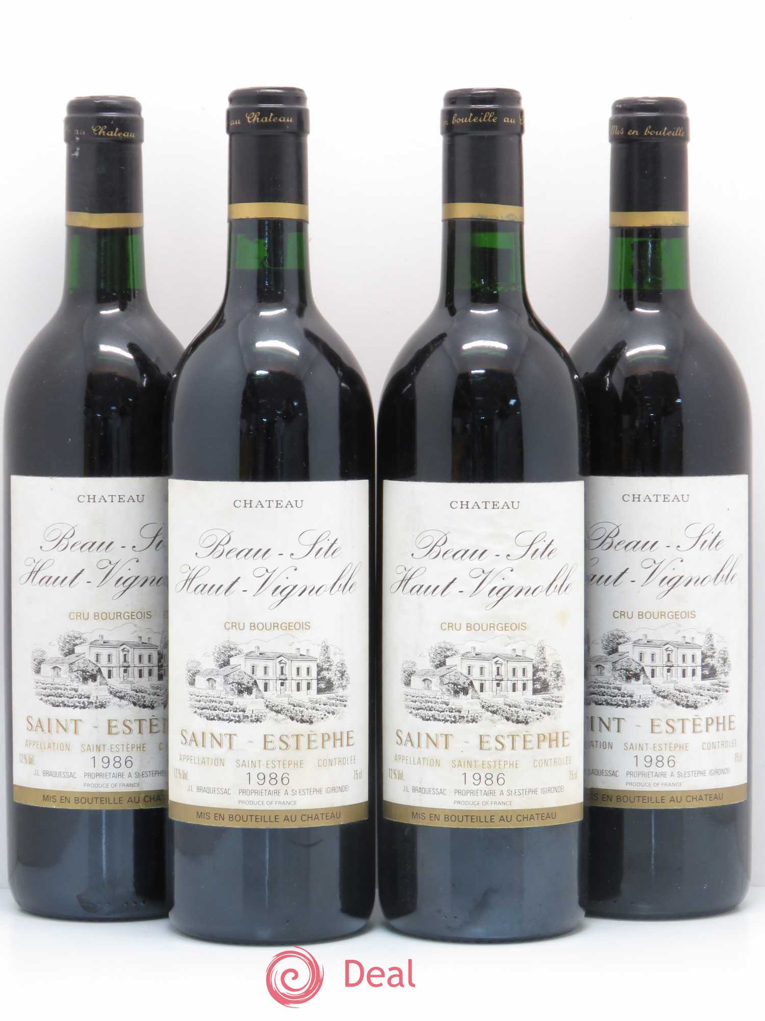 Château Beau Site Haut Vignoble Cru Bourgeois 1986 - Lot de 4 bouteilles - 0