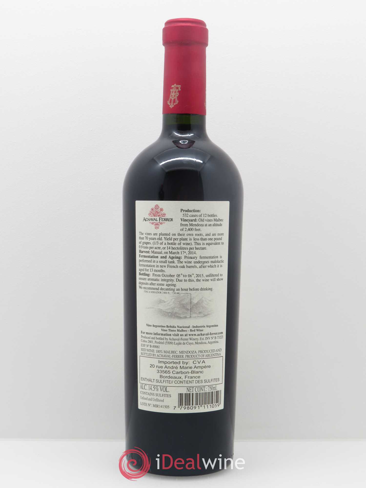 Mendoza Achaval Ferrer Finca Mirador 2014 - Lot de 1 bouteille - 1