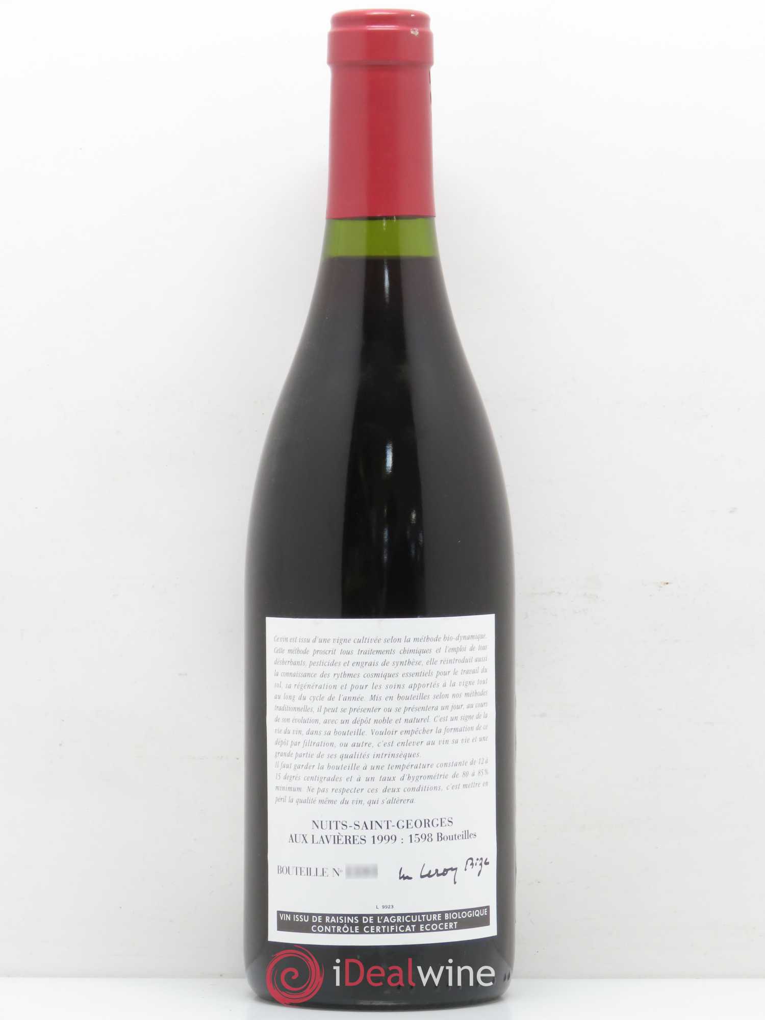 Nuits-Saint-Georges Aux Lavières Leroy (Domaine) 1999 - Lot de 1 bouteille - 1