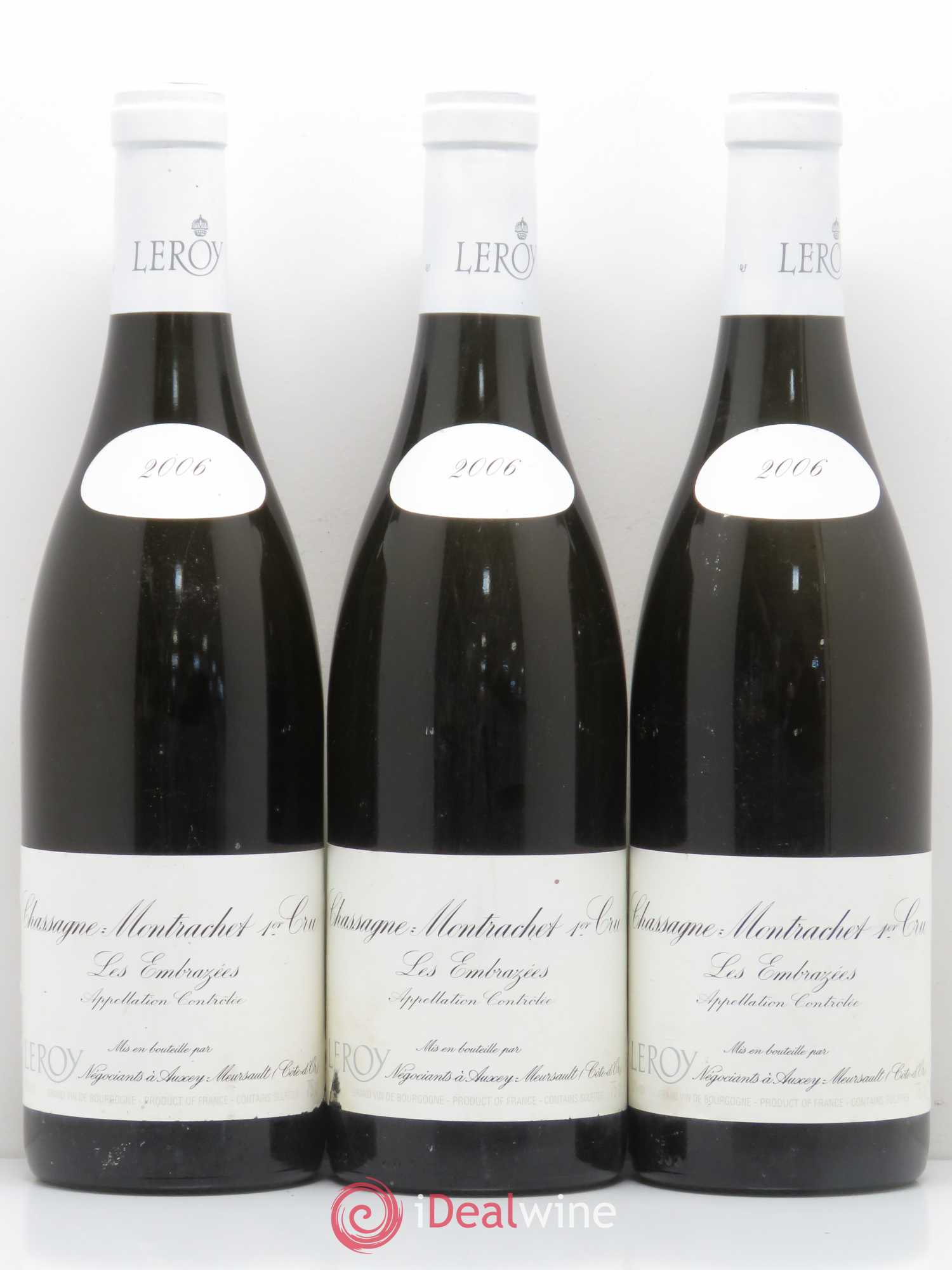 Chassagne-Montrachet 1er Cru Les Embrazées Leroy SA 2006 - Posten von 3 Flaschen - 0