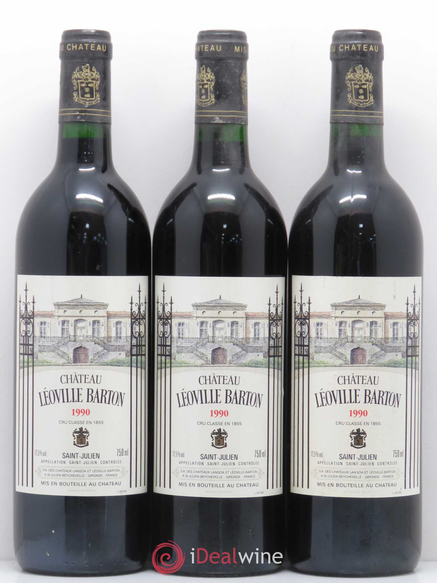 Château Léoville Barton 2ème Grand Cru Classé 1990 - Lot de 3 bouteilles - 0