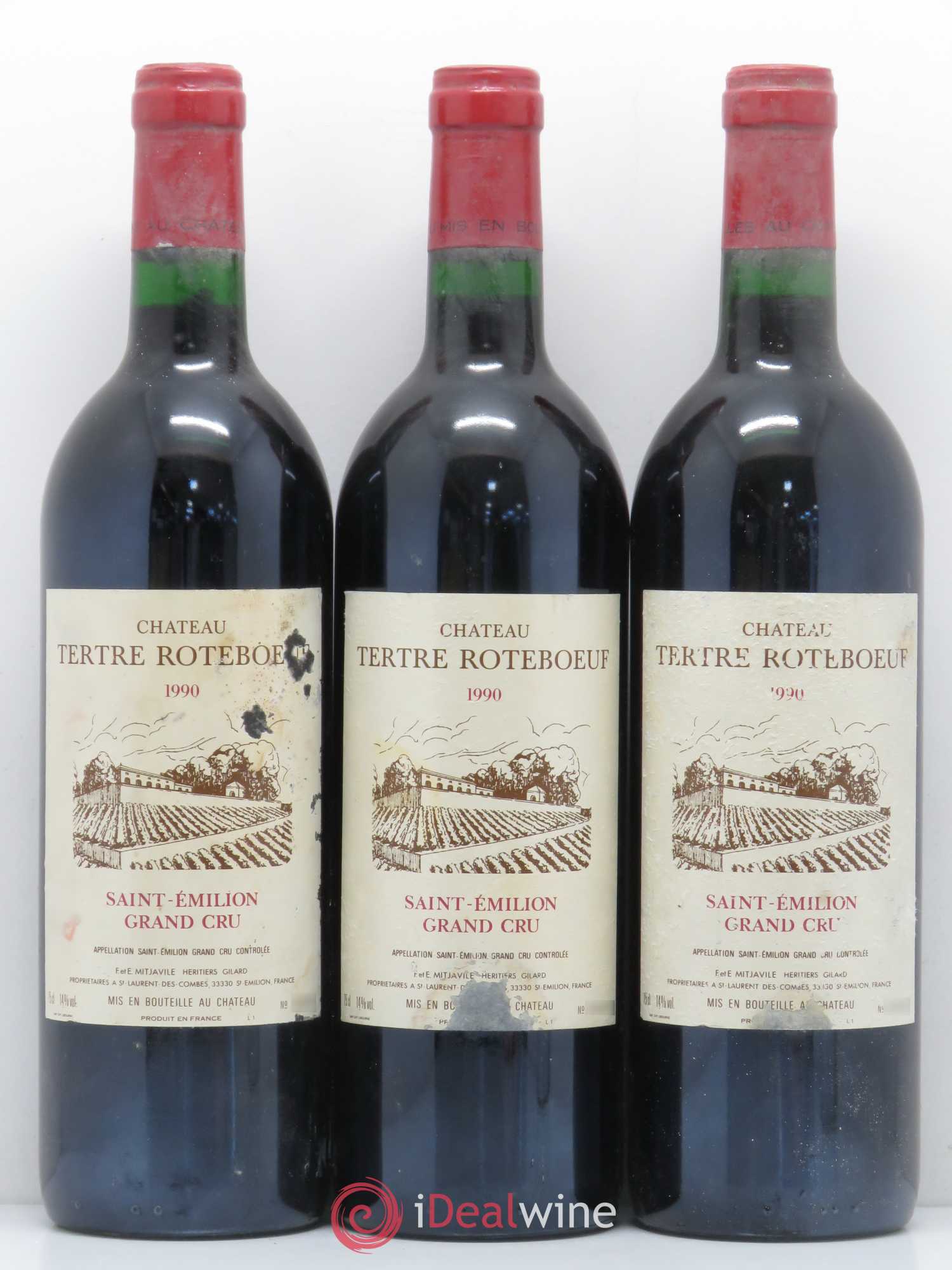 Château Tertre Roteboeuf 1990 - Lot de 3 bouteilles - 0