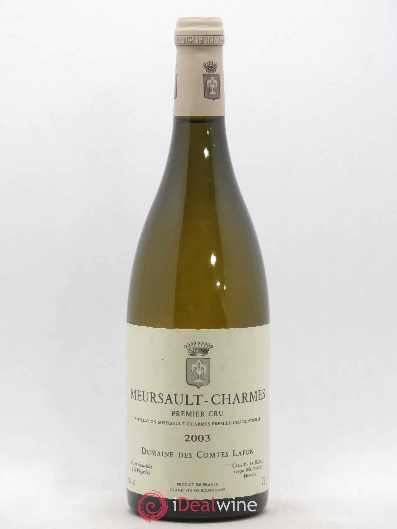 Meursault 1er Cru Charmes Comtes Lafon (Domaine des) 2003 - Lot de 1 bouteille - 0