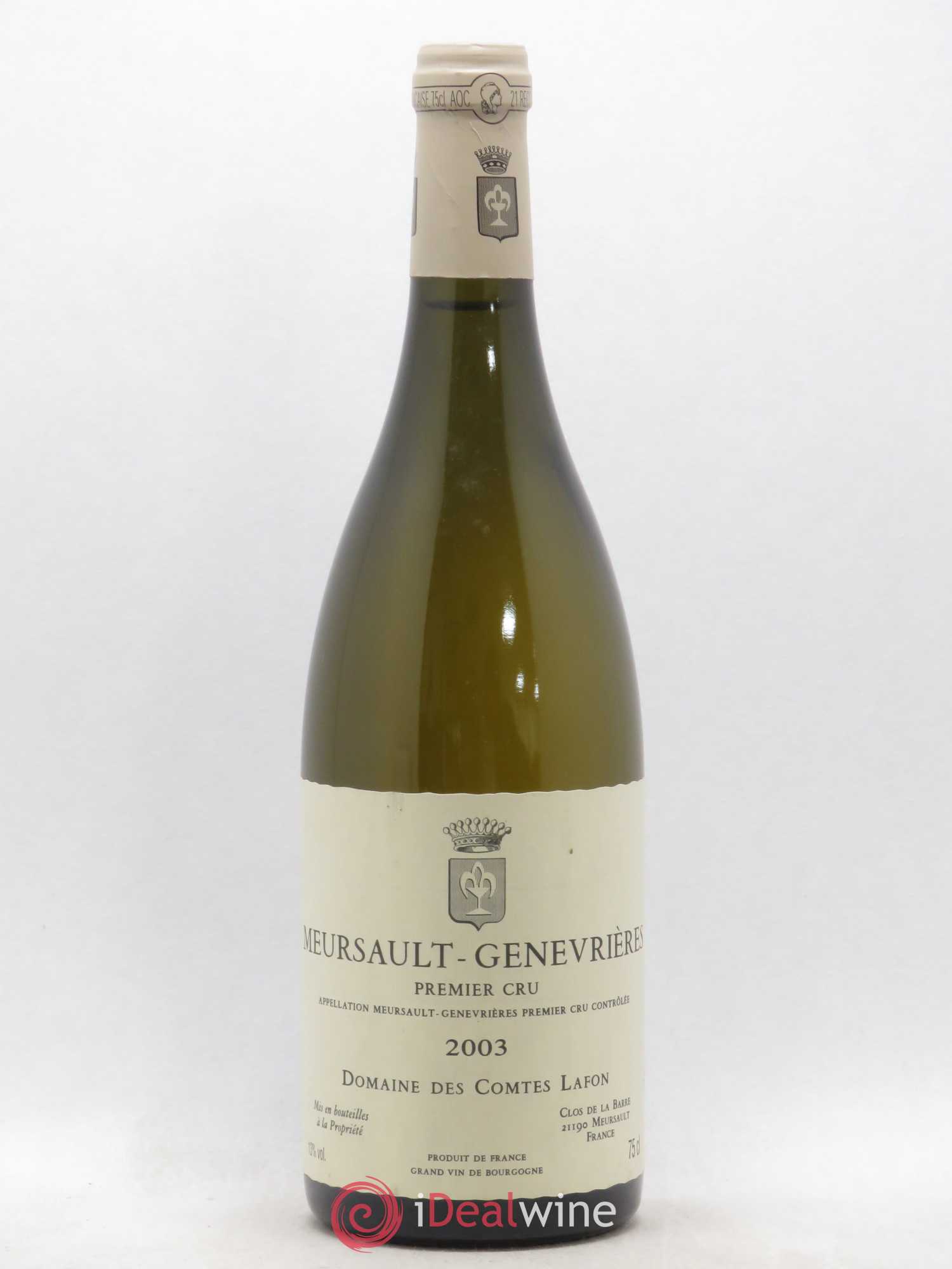 Meursault 1er Cru Genevrières Comtes Lafon (Domaine des) 2003 - Lot de 1 bouteille - 0