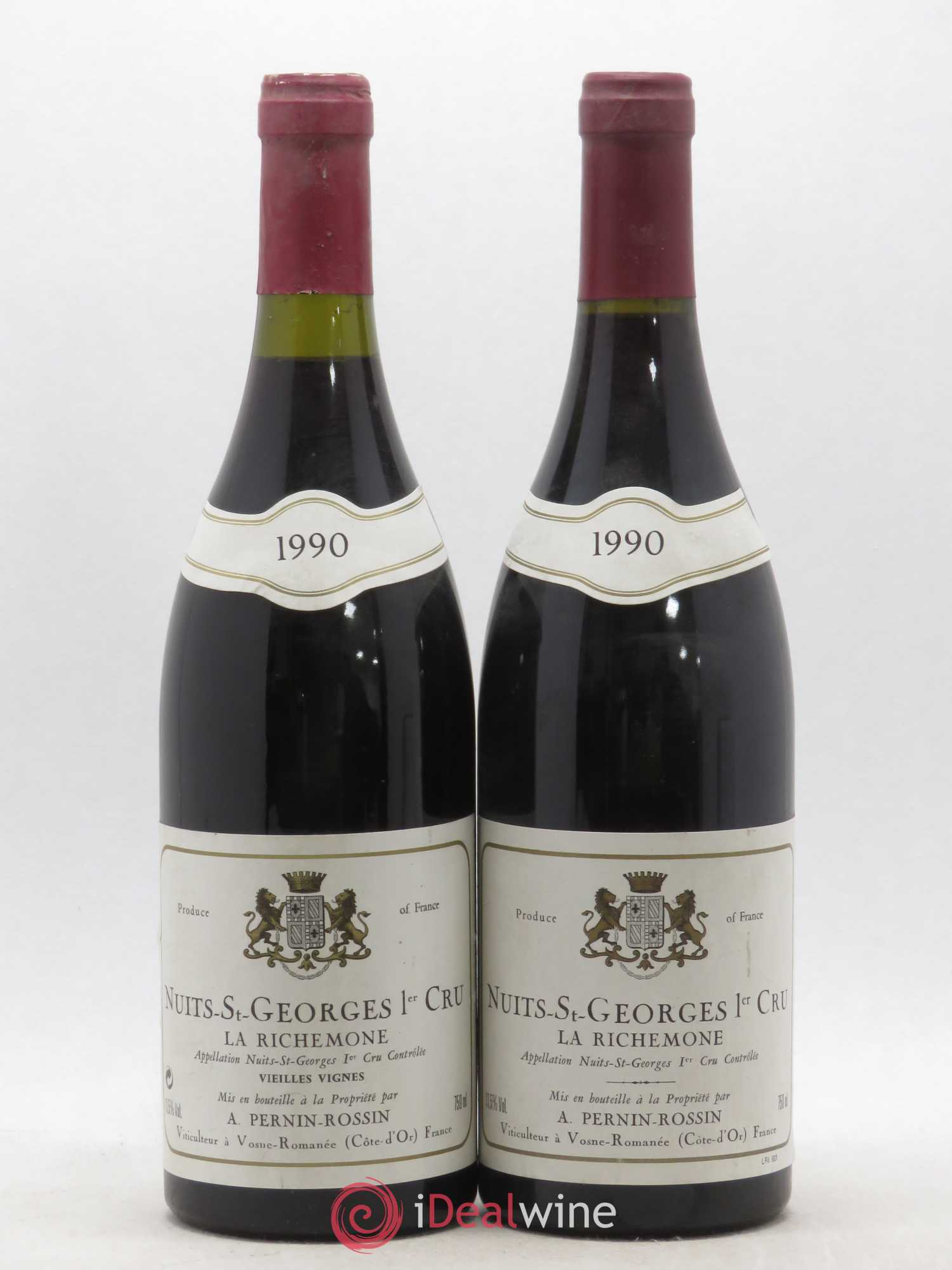 Nuits-Saint-Georges 1er Cru La Richemone Pernin-Rossin Richemone Pernin Rossin 1990 - Lot de 2 bouteilles - 0