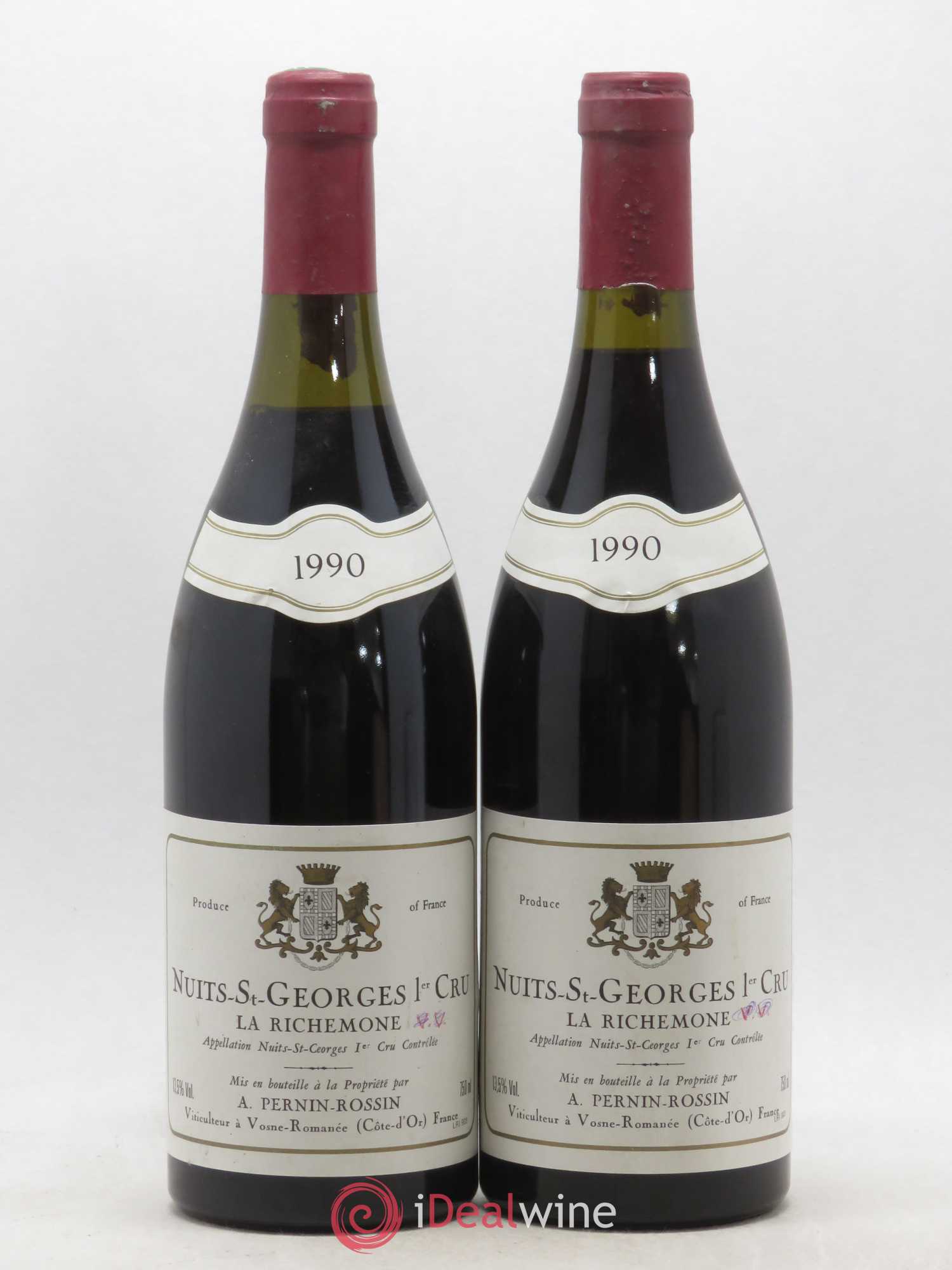 Nuits-Saint-Georges 1er Cru La Richemone Pernin-Rossin Richemone Pernin Rossin 1990 - Lot de 2 bouteilles - 0