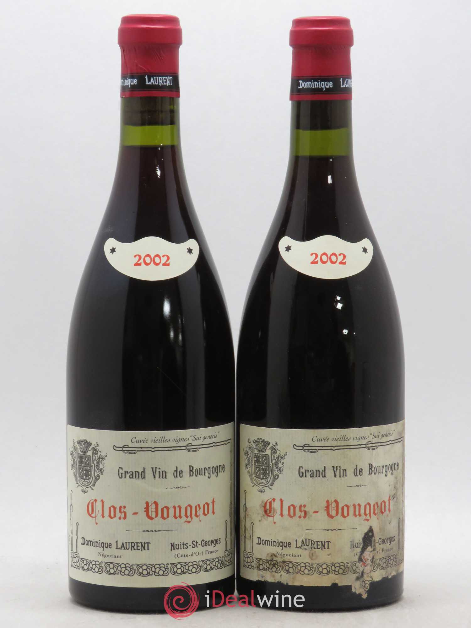 Clos de Vougeot Grand Cru Vieilles vignes Sui Generis Dominique Laurent 2002 - Lot de 2 bouteilles - 0