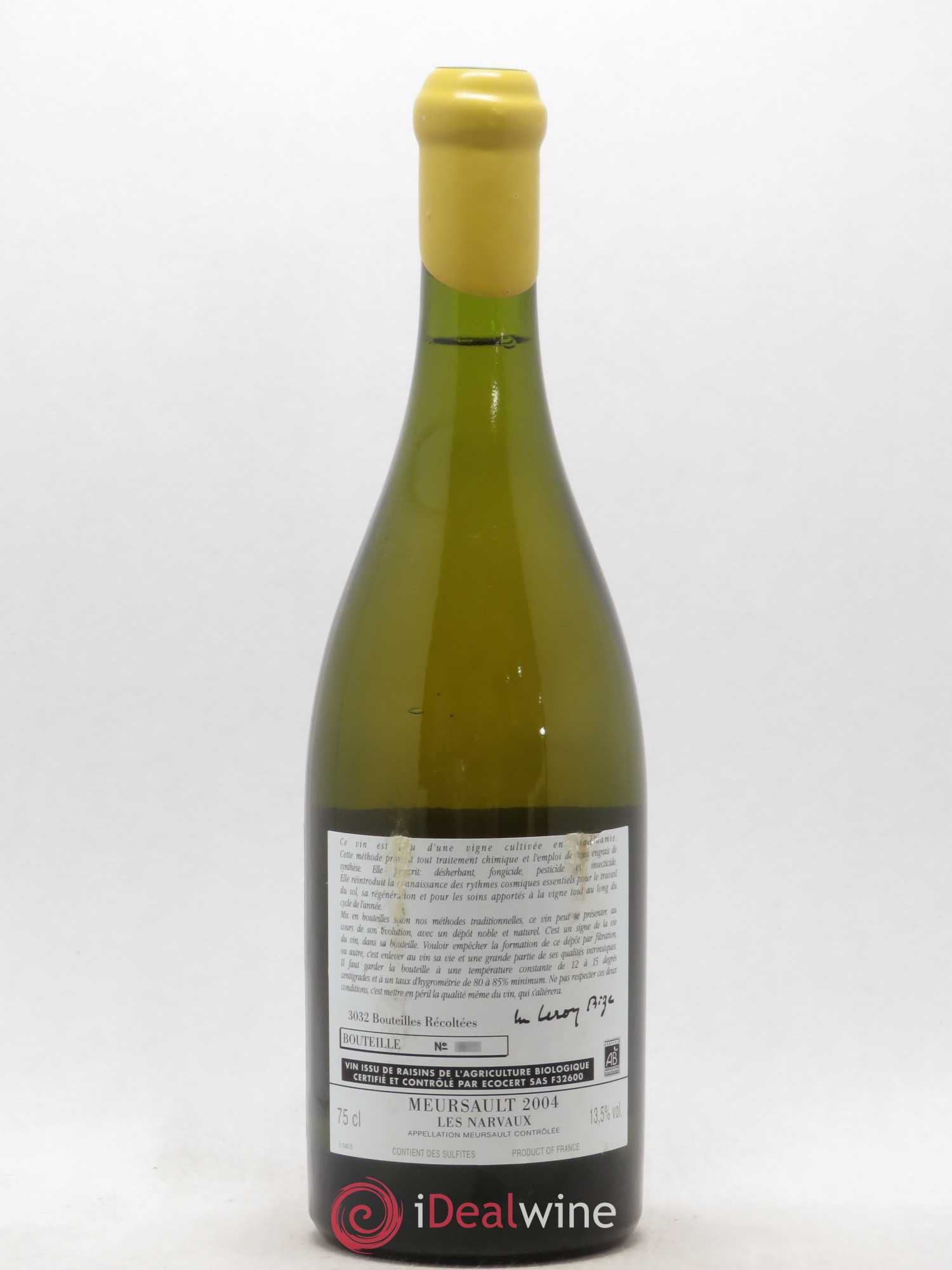 Meursault Les Narvaux d'Auvenay (Domaine) 2004 - Lot de 1 bouteille - 1